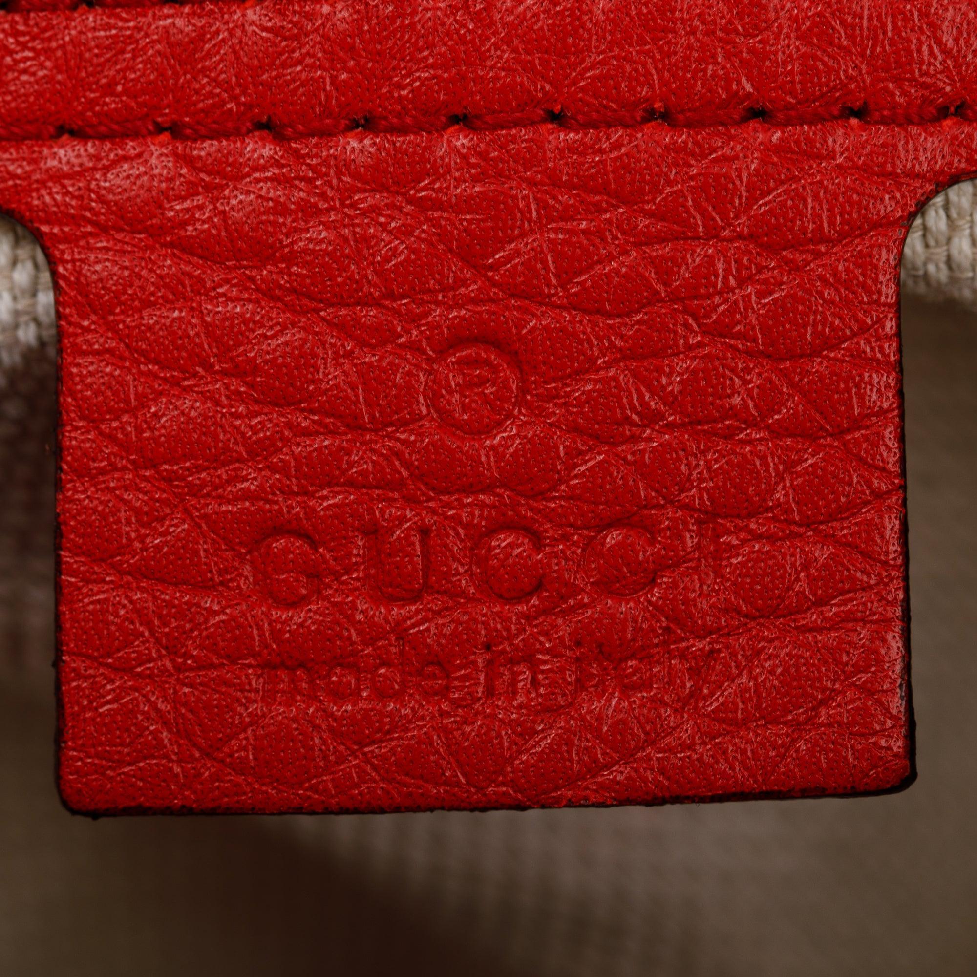Gucci Red Pebbled Calfksin Leather Medium Soho Chain Tote