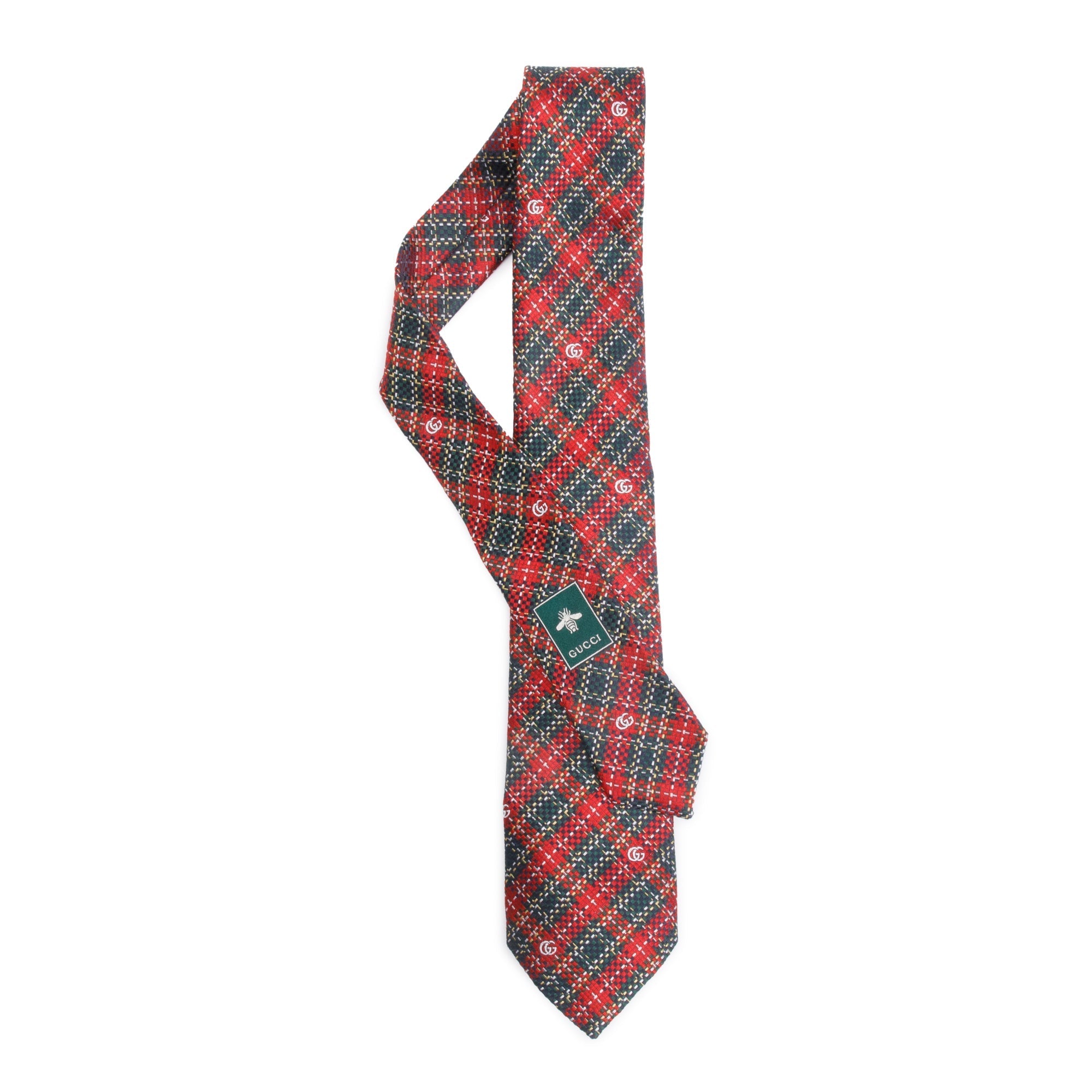 Gucci Red Printed Pattern Silk Tie