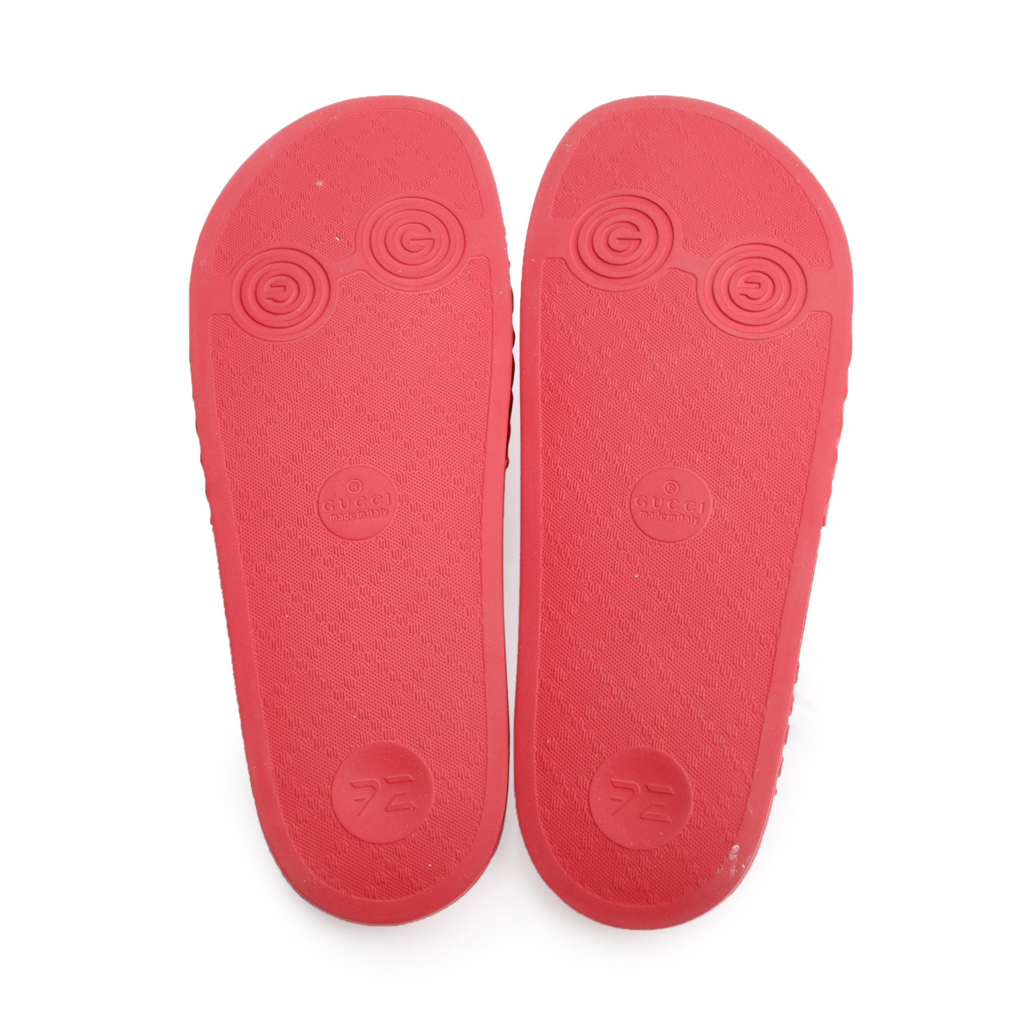 Gucci Red Rubber Double G Logo Slides, Size 11 w/ Box