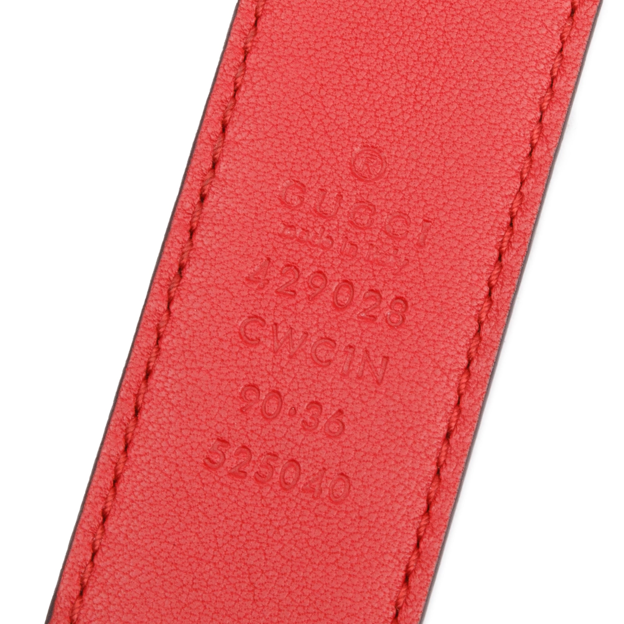 Gucci Red Signature Leather Tang Buckle 30 MM Belt 90 36