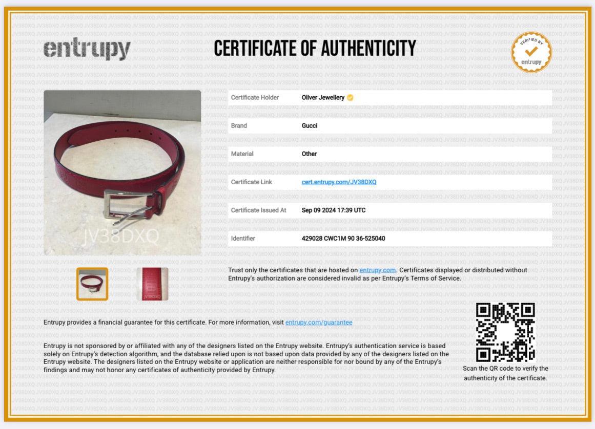 Gucci Red Signature Leather Tang Buckle 30 MM Belt 90 36