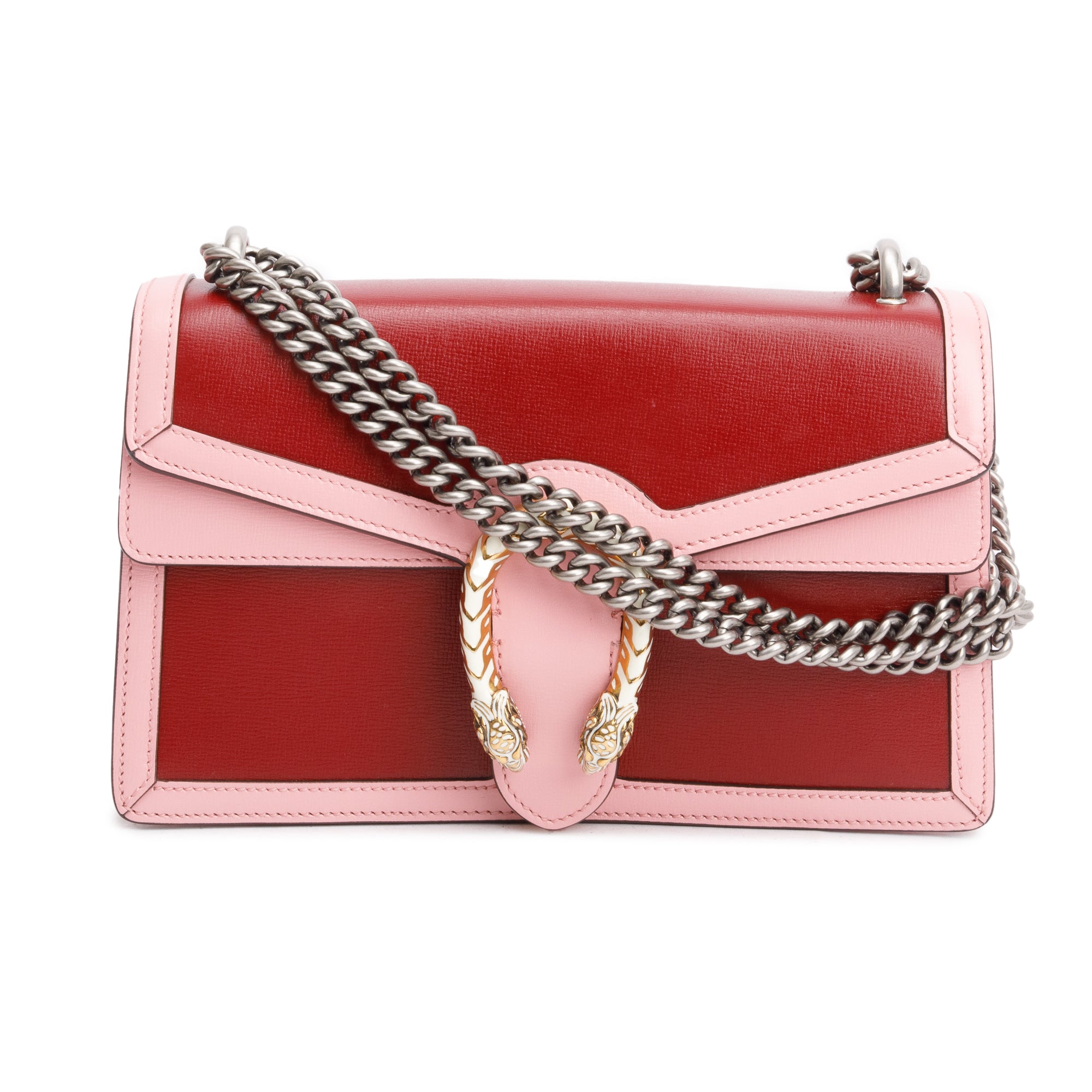 Gucci Red/Pink Bicolor Calfskin Leather Small Dionysus Shoulder Bag