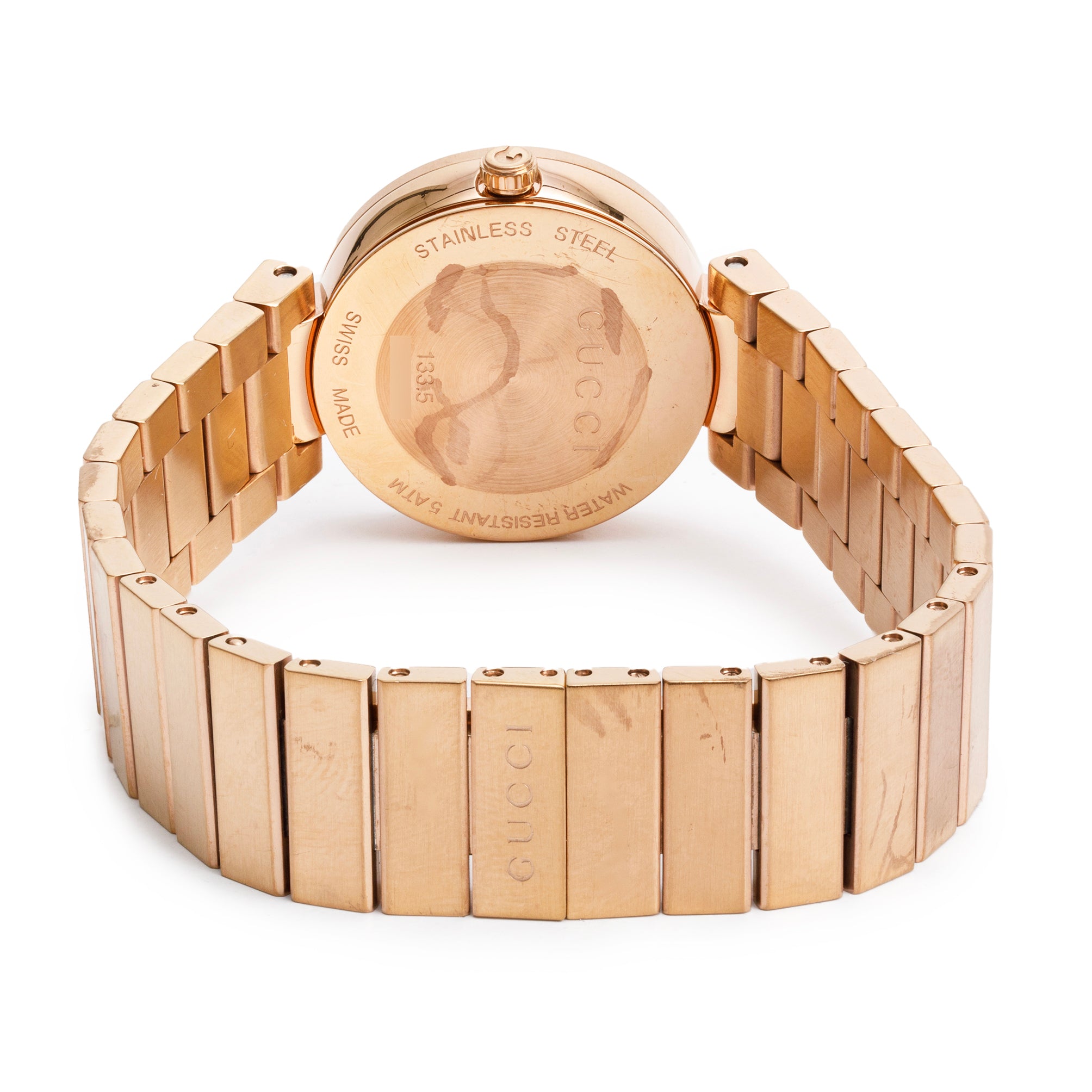 Gucci Rose Gold Plated Stainless Steel Interlocking G 29 MM Watch Mother of Pearl Dial w/ Box & Papers