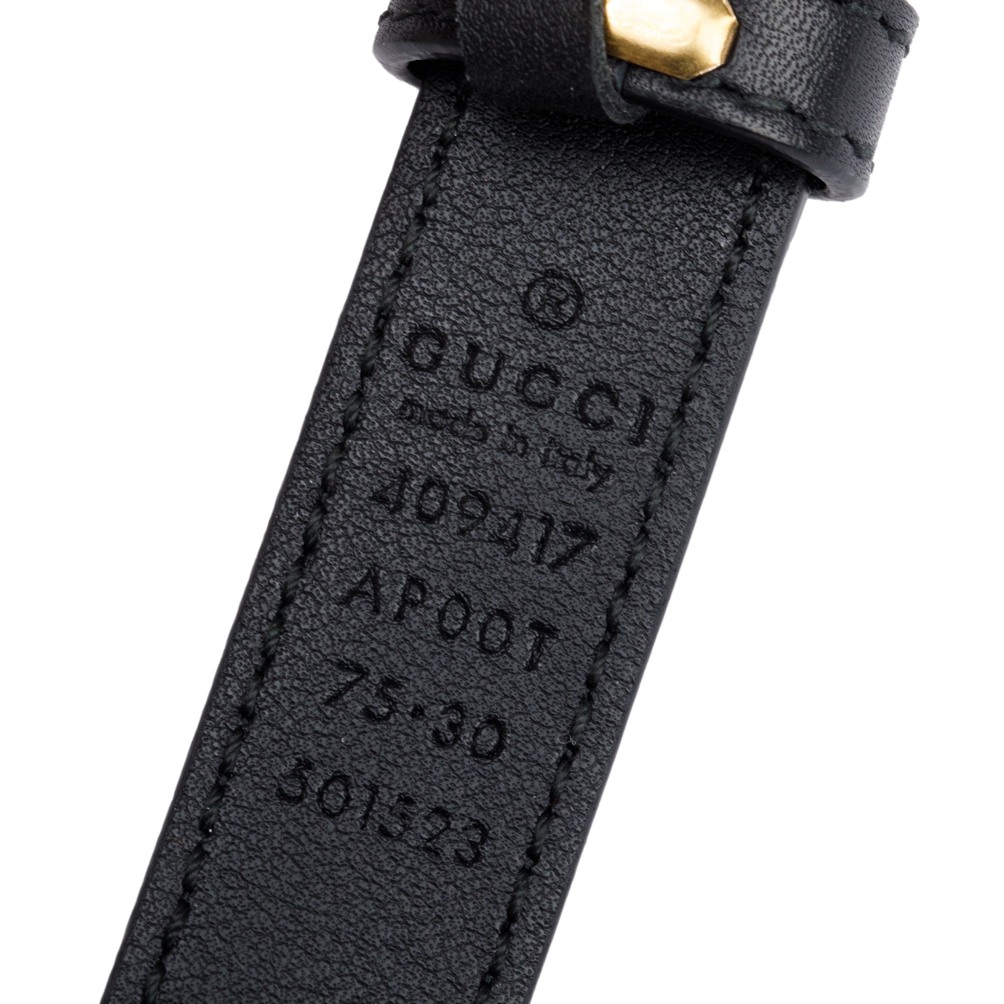 Gucci Skinny Black Leather Belt with Double G Buckle 75 30