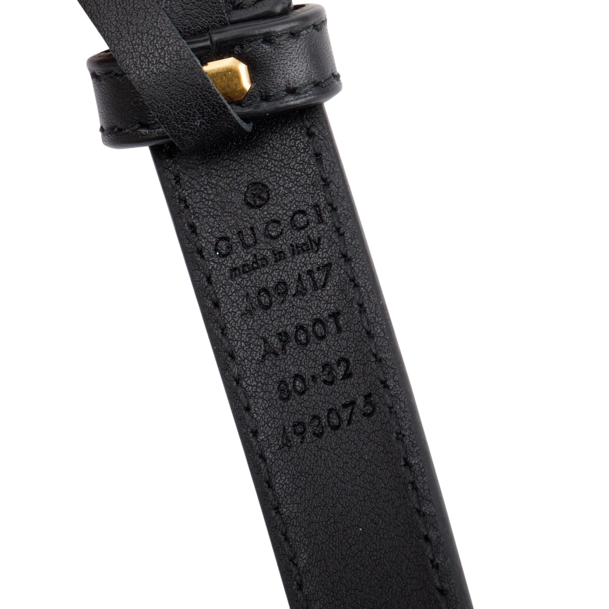 Gucci Skinny Black Leather Belt with Double G Buckle w/ Box & Receipt