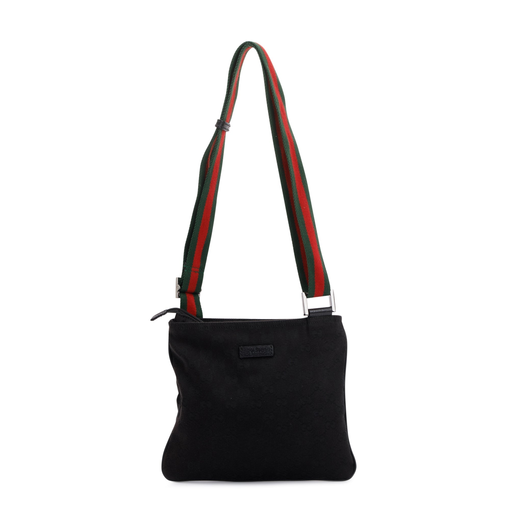 Gucci Small Black GG Canvas Web Messenger Bag