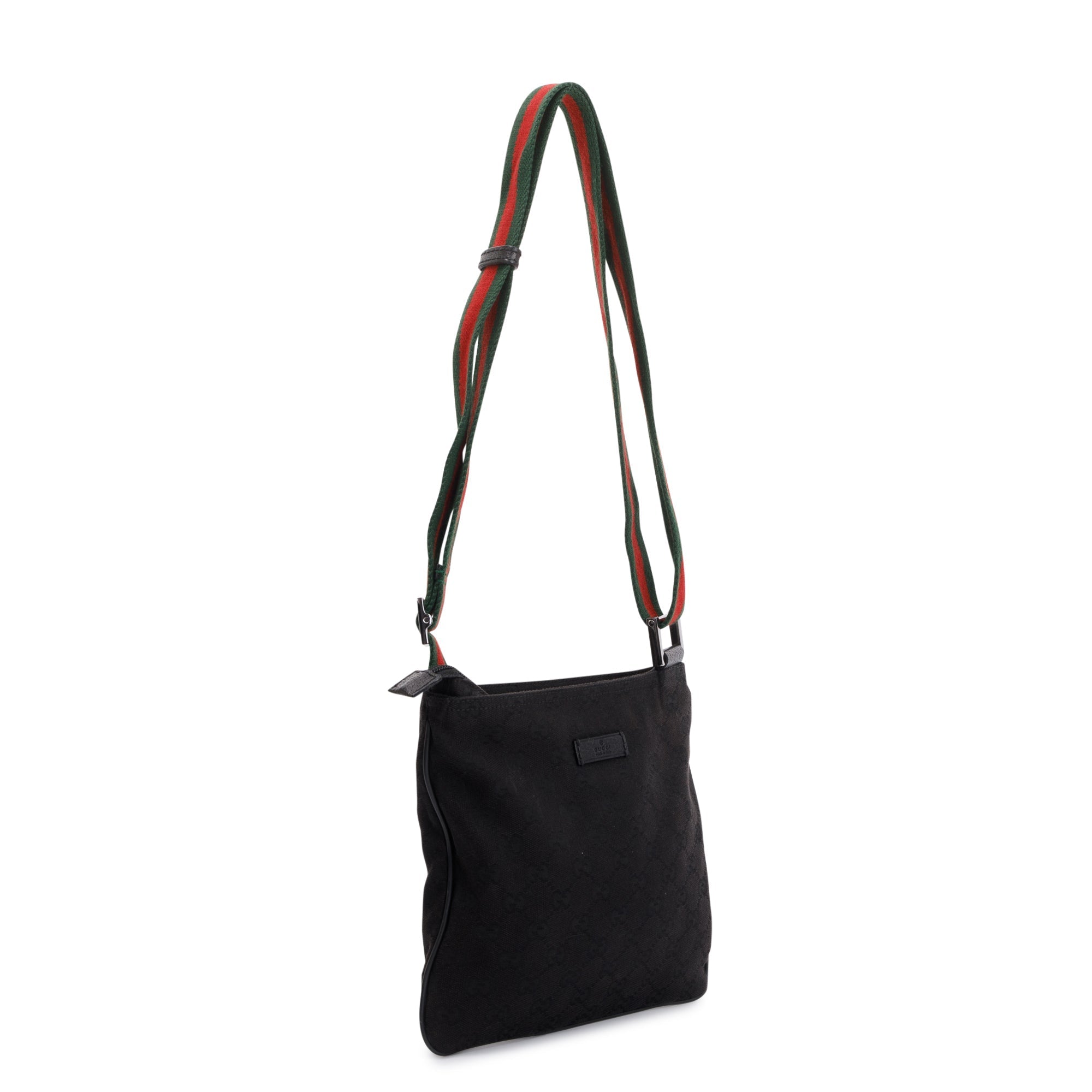 Gucci Small Black GG Canvas Web Messenger Bag