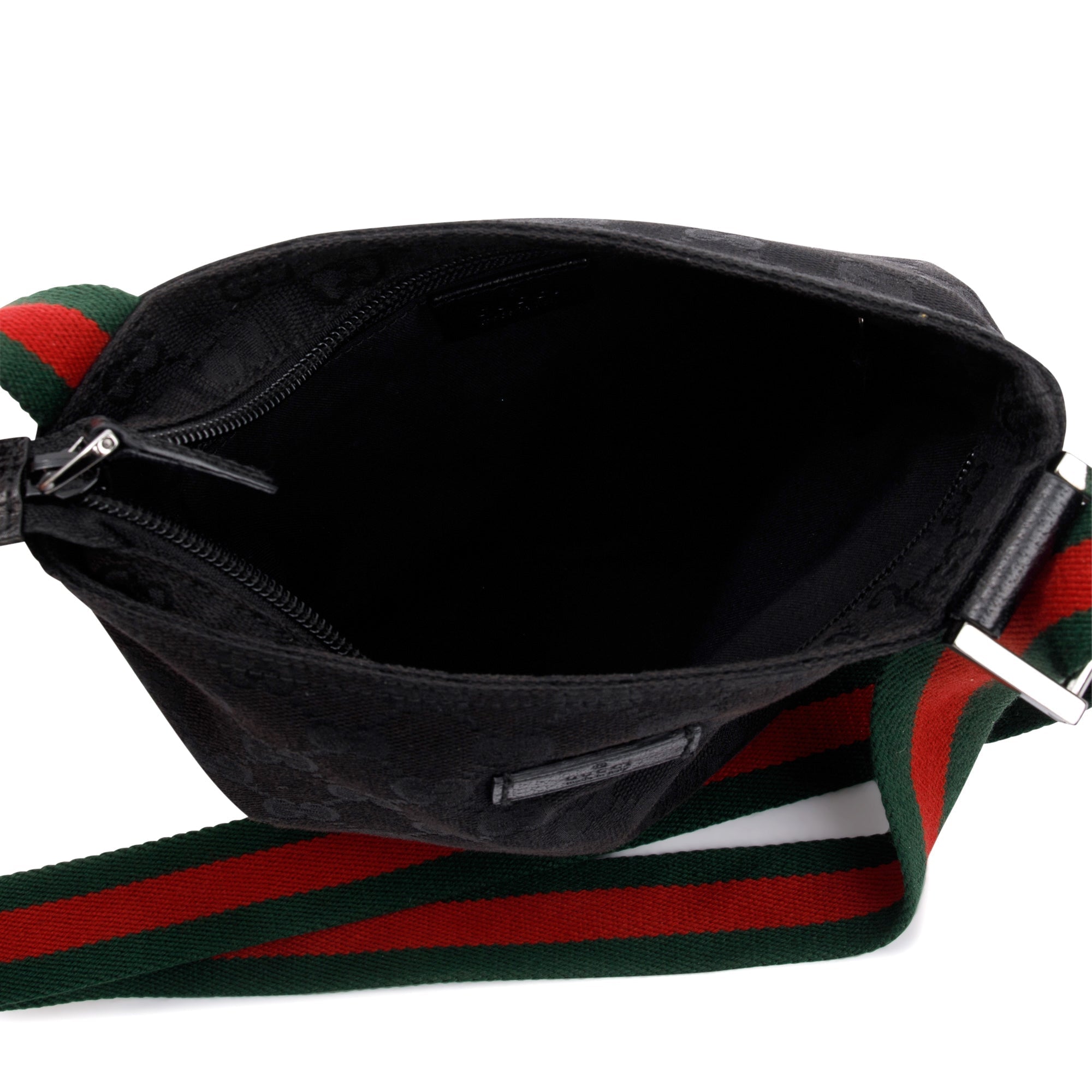 Gucci Small Black GG Canvas Web Messenger Bag
