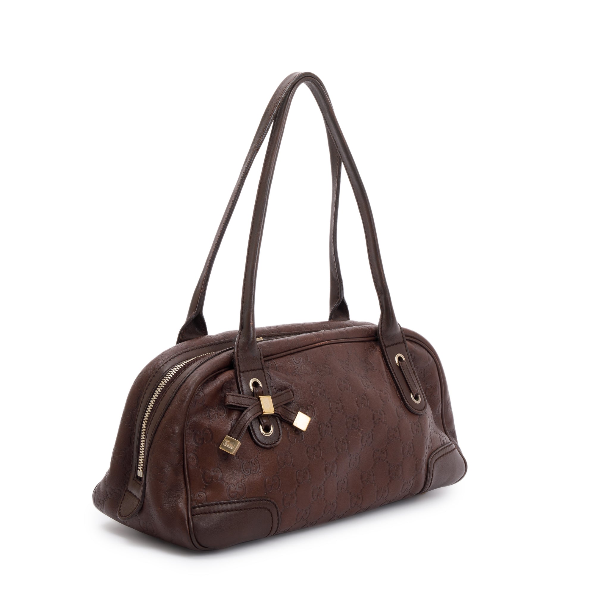 Gucci Small Brown Signature GG Leather Princy Boston Bag