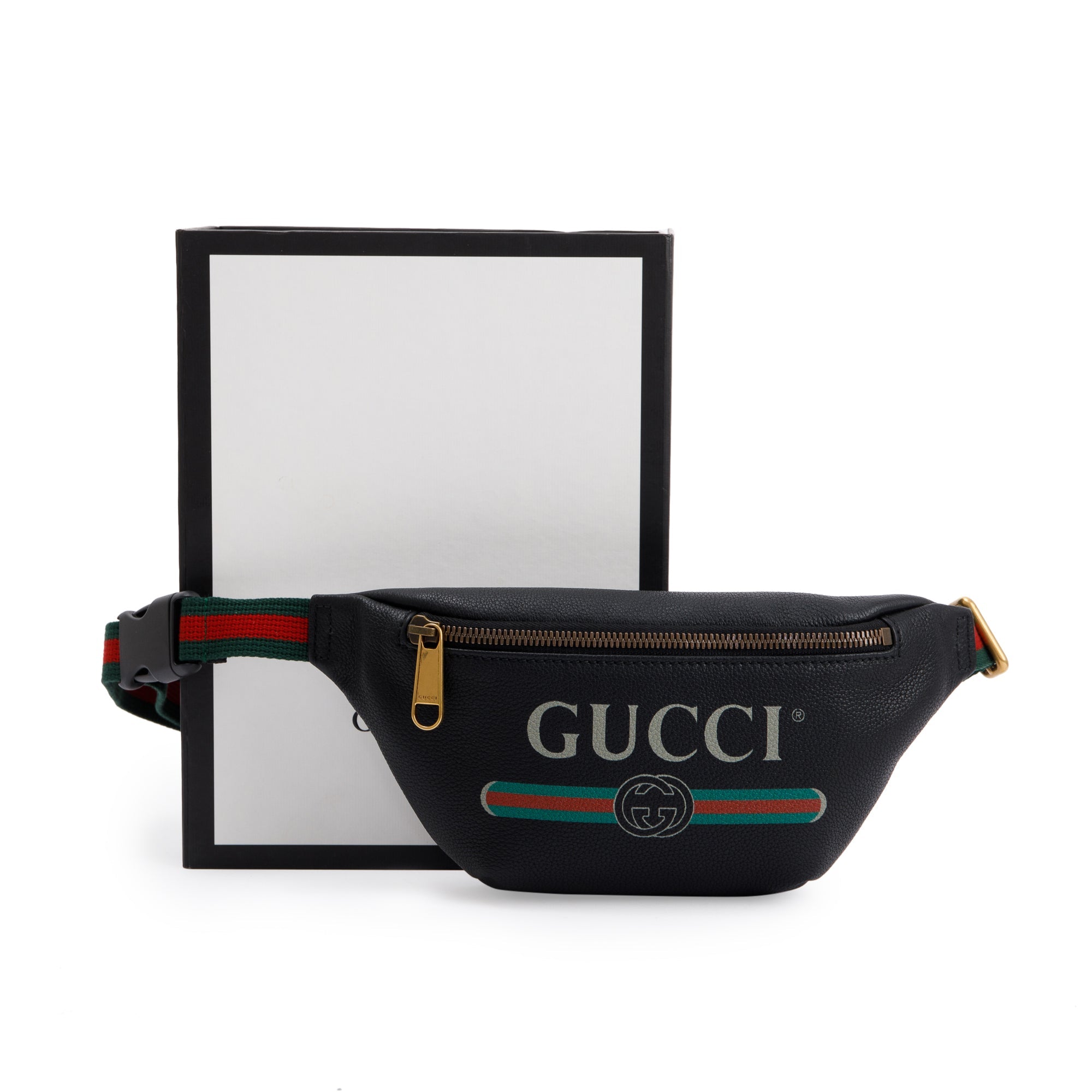 Gucci Small Logo Print Leather Belt Bag w/ Box