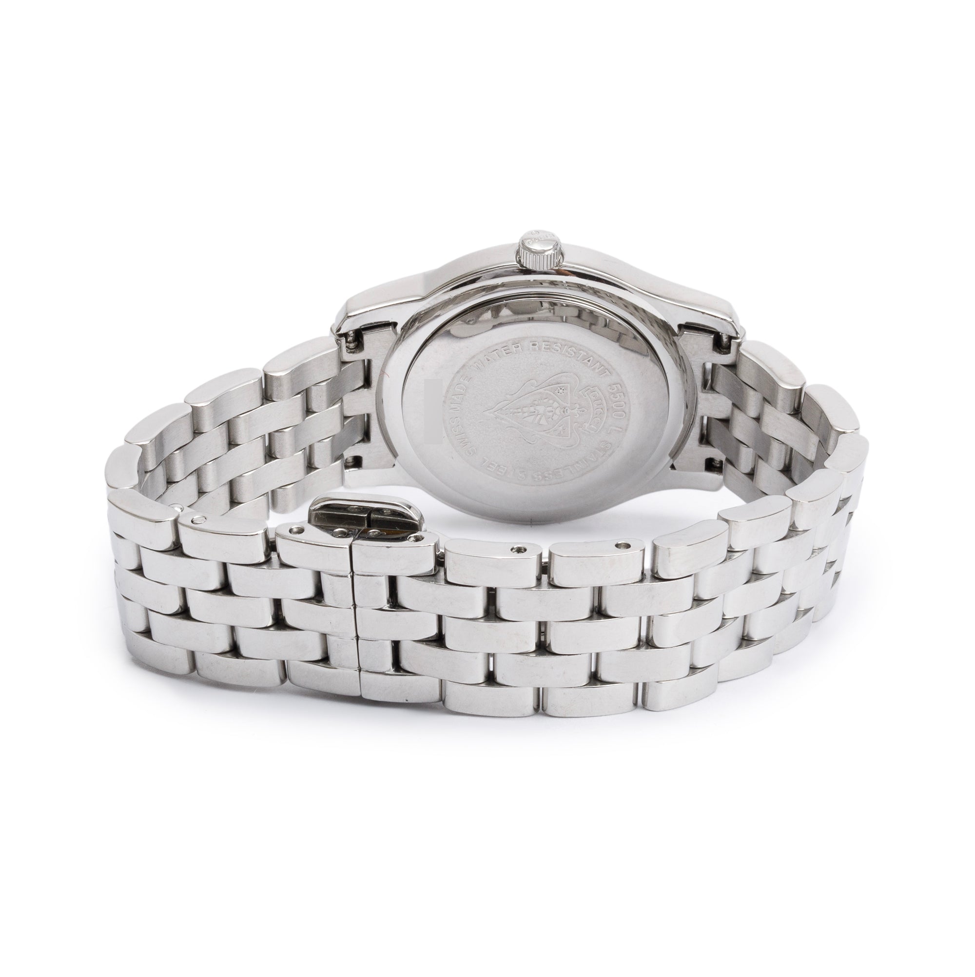 Gucci Stainless Steel 5500 Series Diamond Bezel & Diamond Mother of Pearl Dial 27 MM Watch