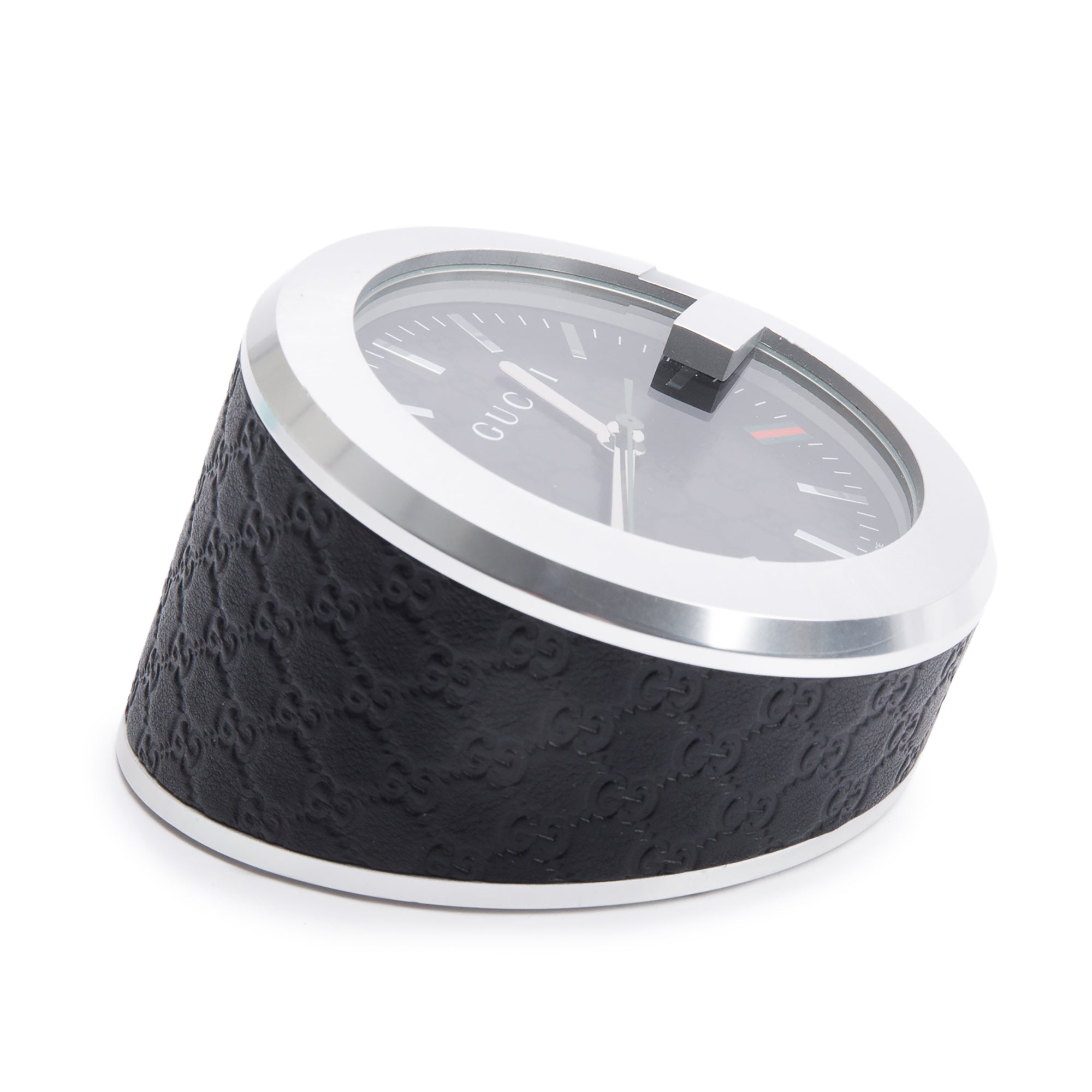 Gucci Stainless Steel & Black Guccissima Leather 210 G-Clock