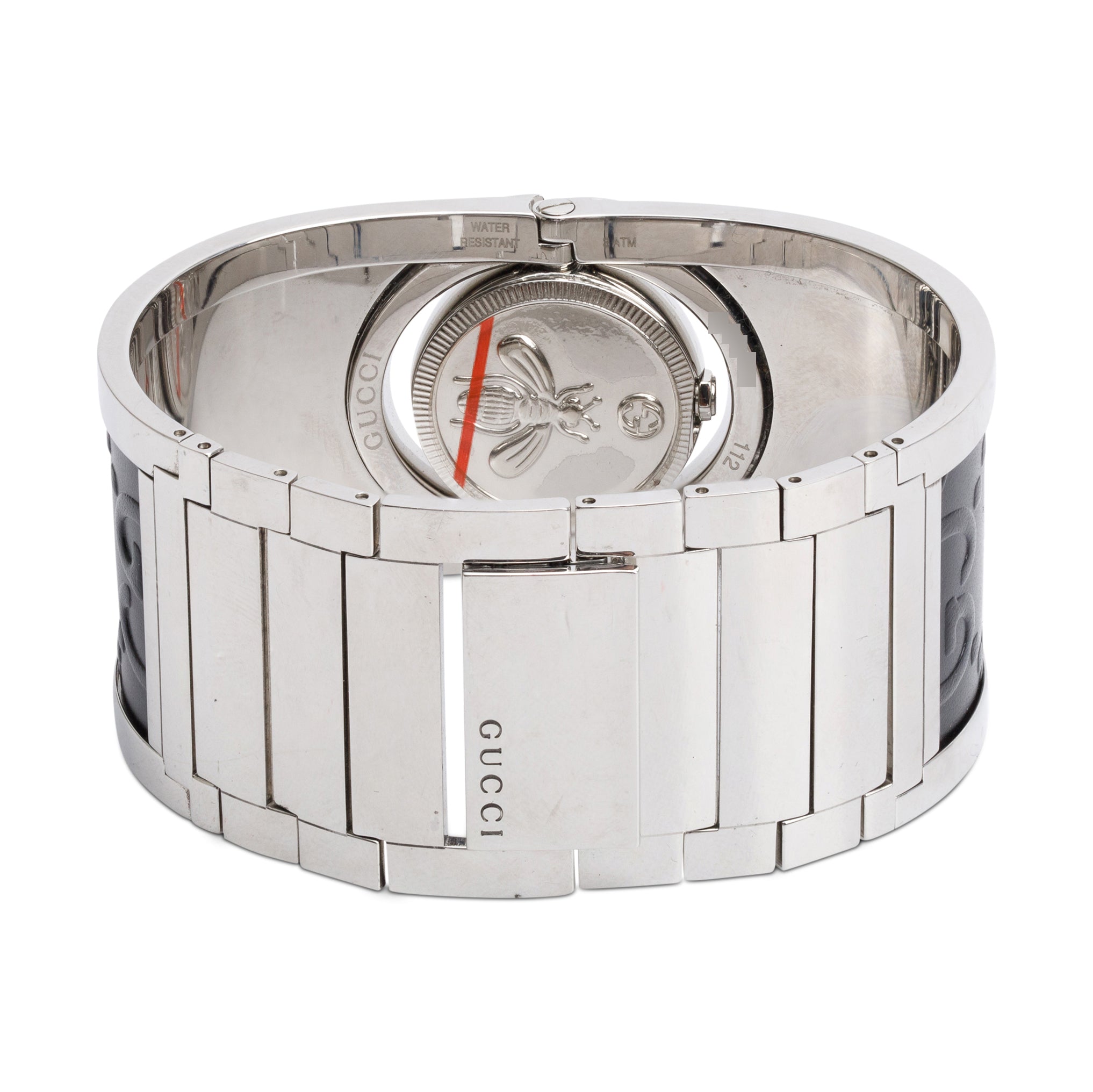 Gucci Stainless Steel & Black Leather Twirl 24 MM Watch