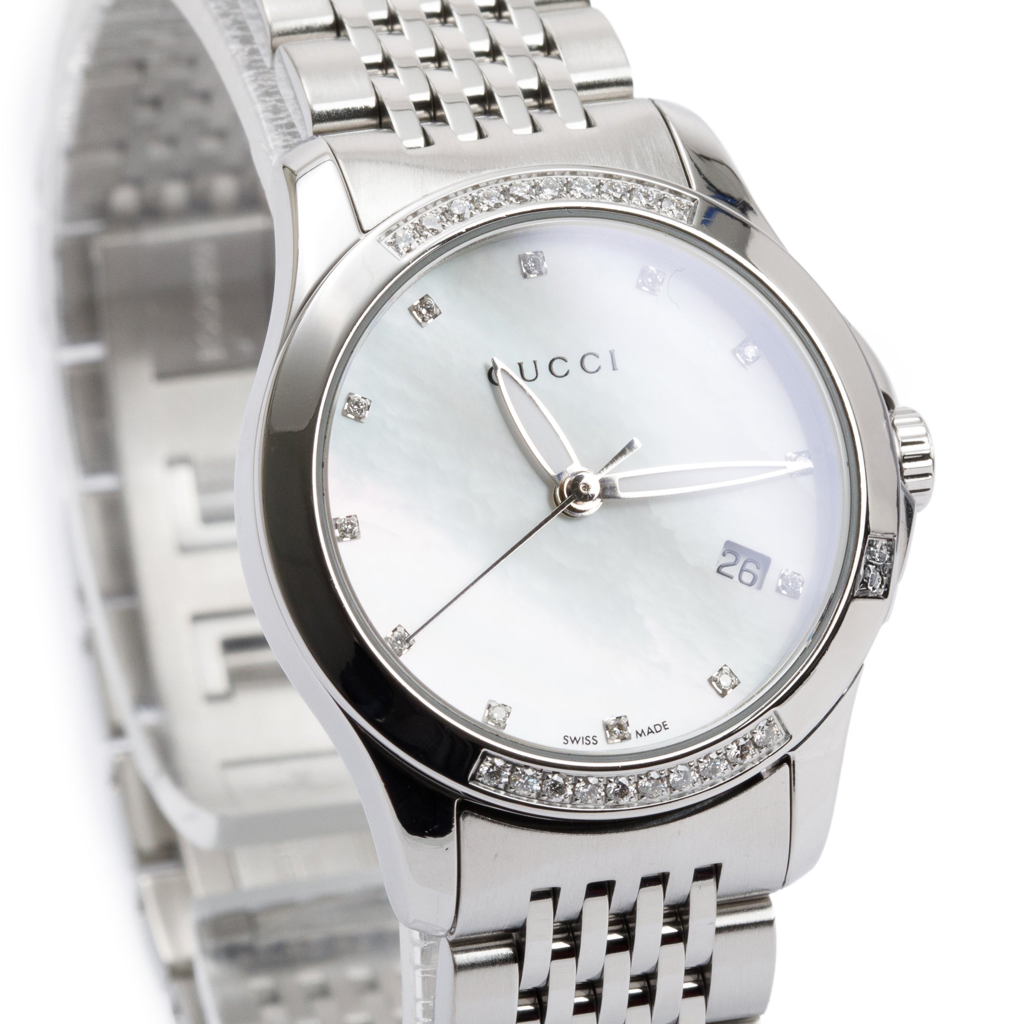 Gucci Stainless Steel Diamond G-Timeless 28 MM Watch