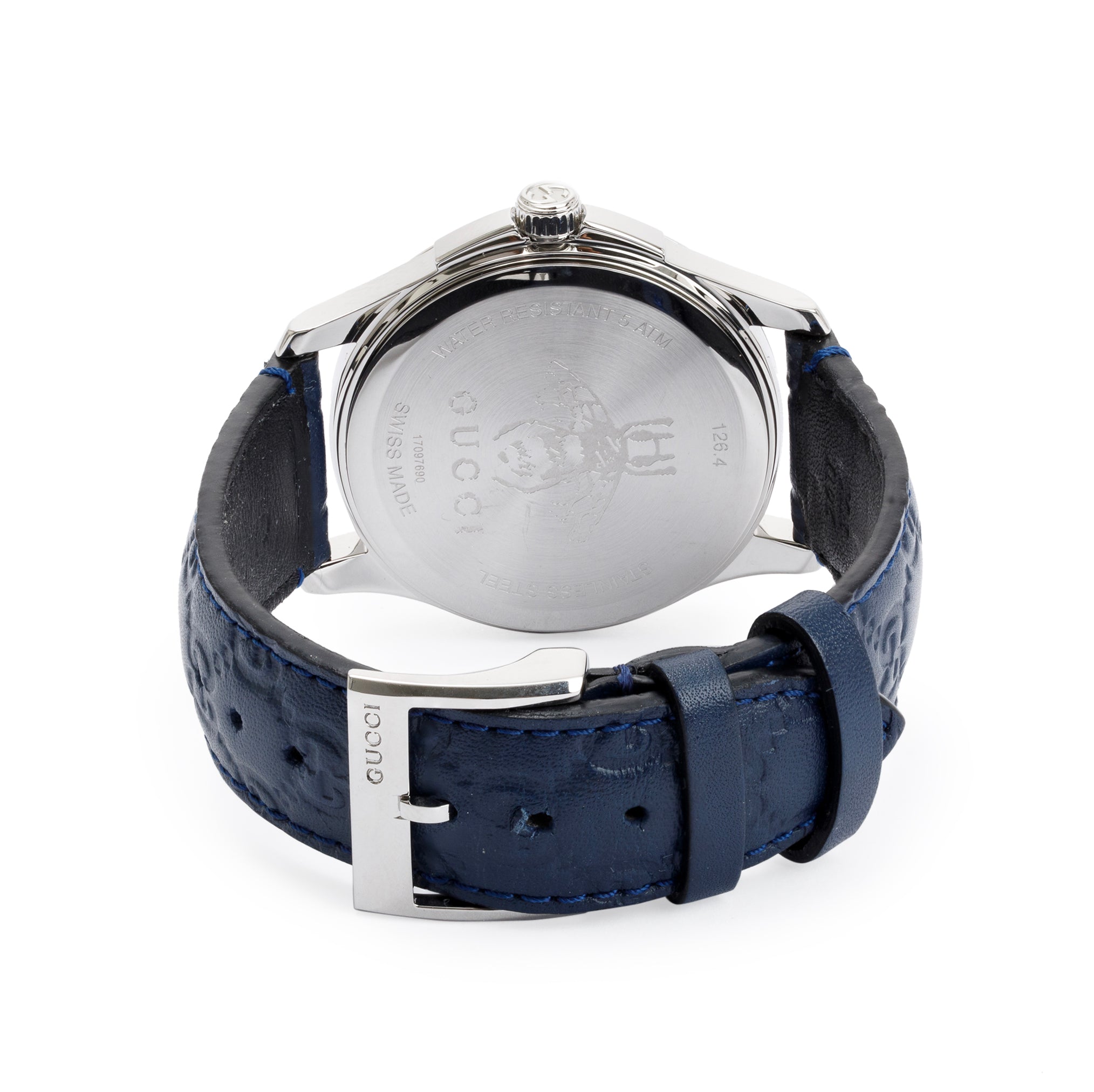 Gucci Stainless Steel G-Timeless 38MM Navy Signature Leather Watch w/ Case