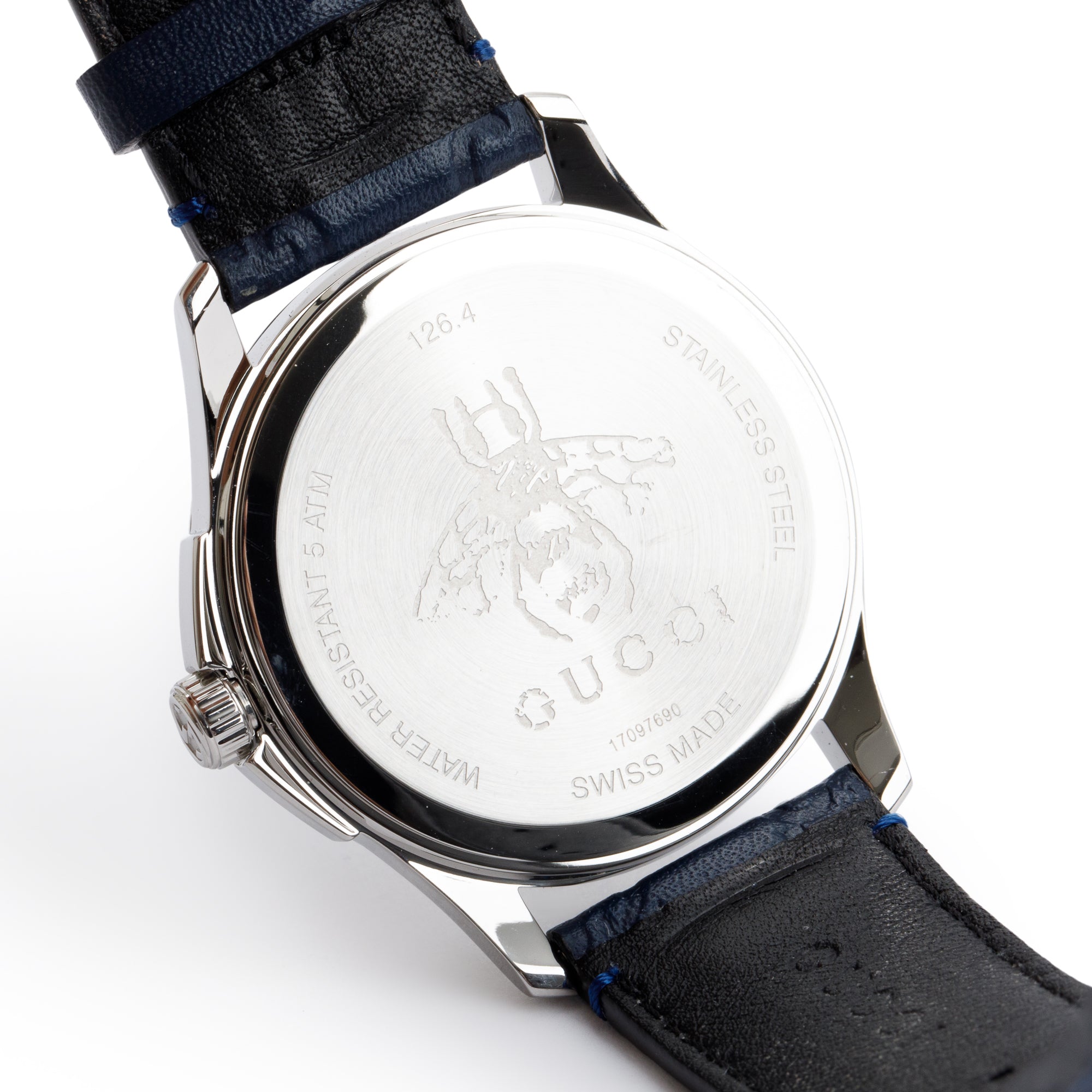 Gucci Stainless Steel G-Timeless 38MM Navy Signature Leather Watch w/ Case