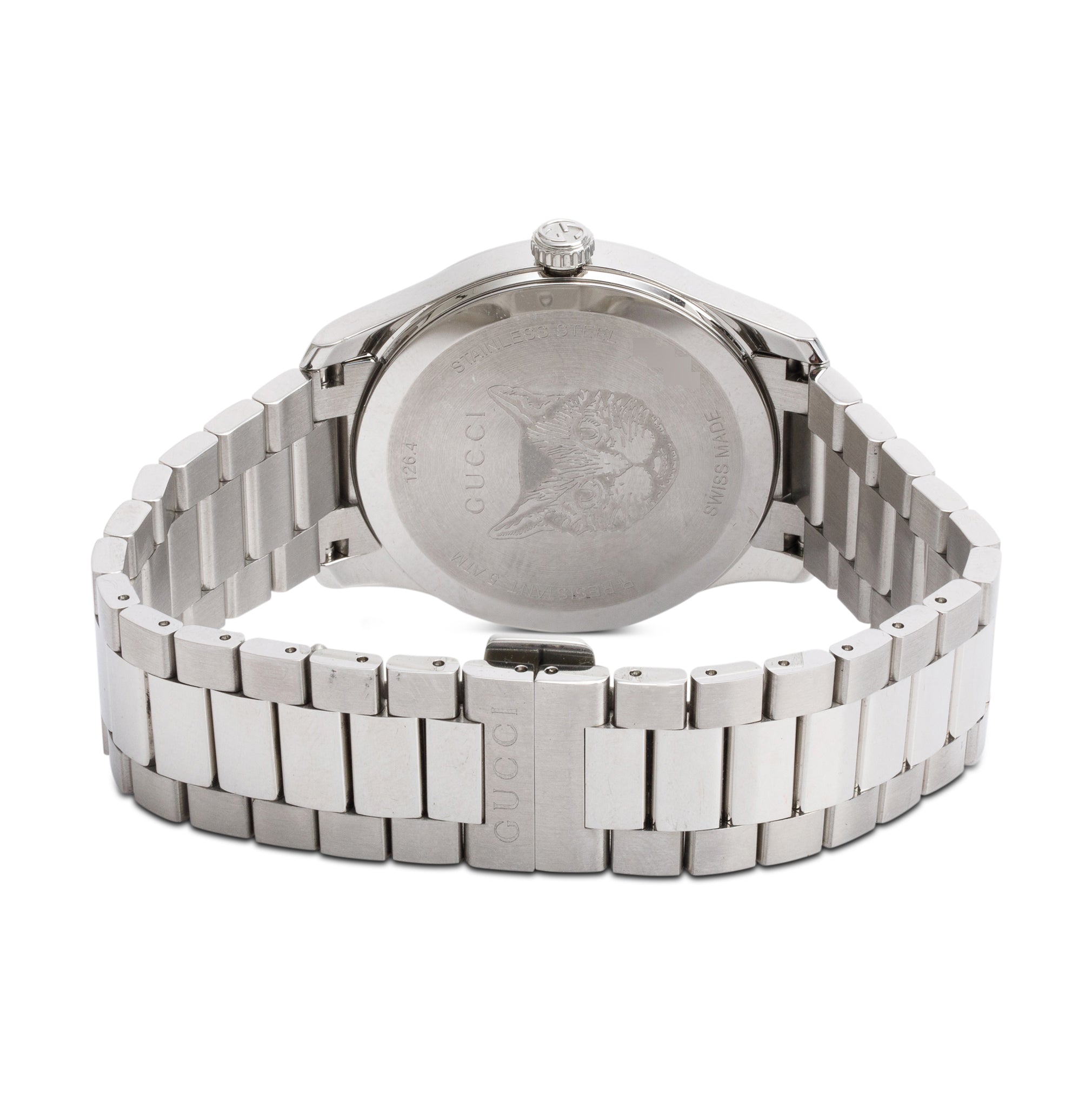 Gucci Stainless Steel G-Timeless Pink Mother of Pearl Feline Dial 38 MM Quartz Watch