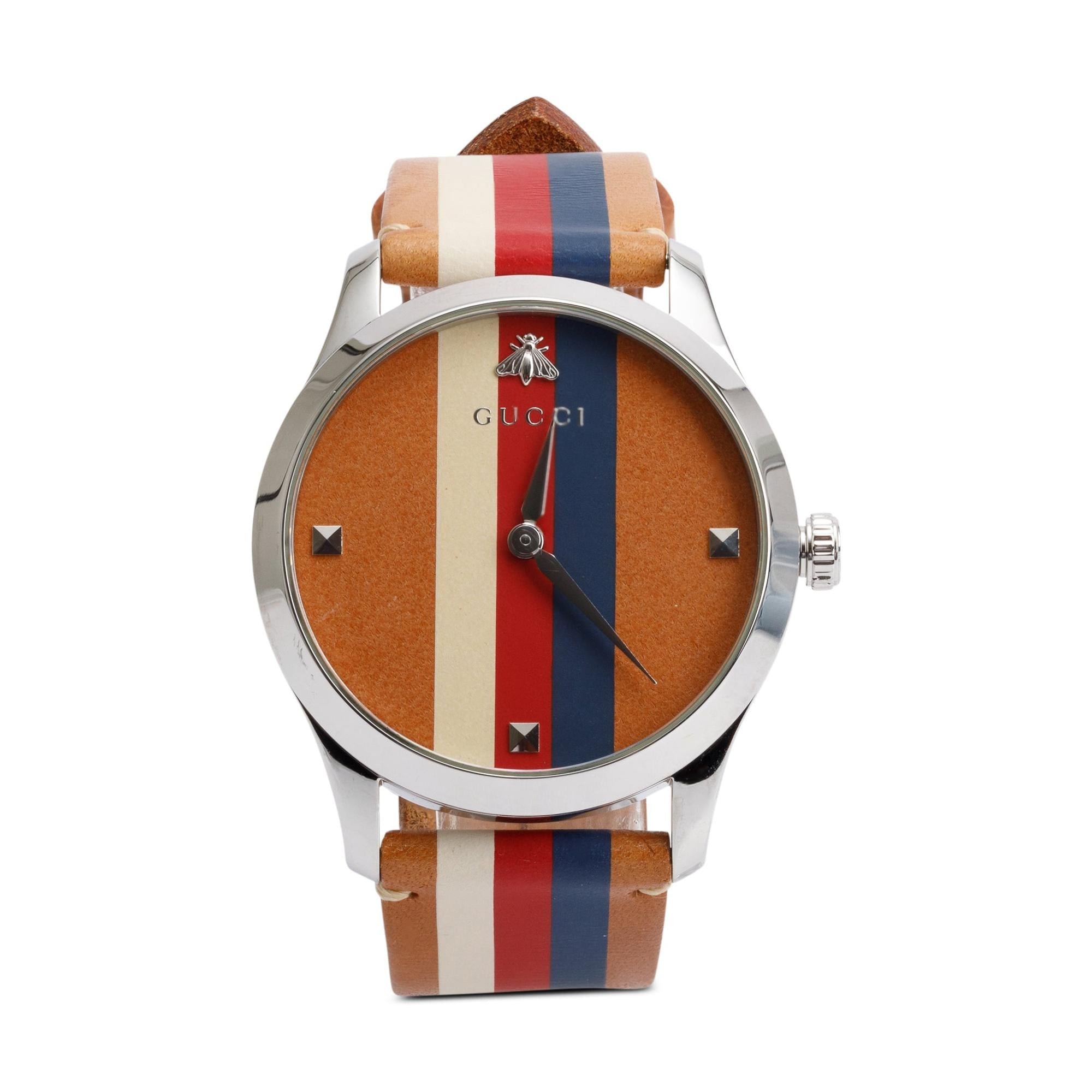 Gucci Stainless Steel G-Timeless Striped 38 MM Quartz Watch