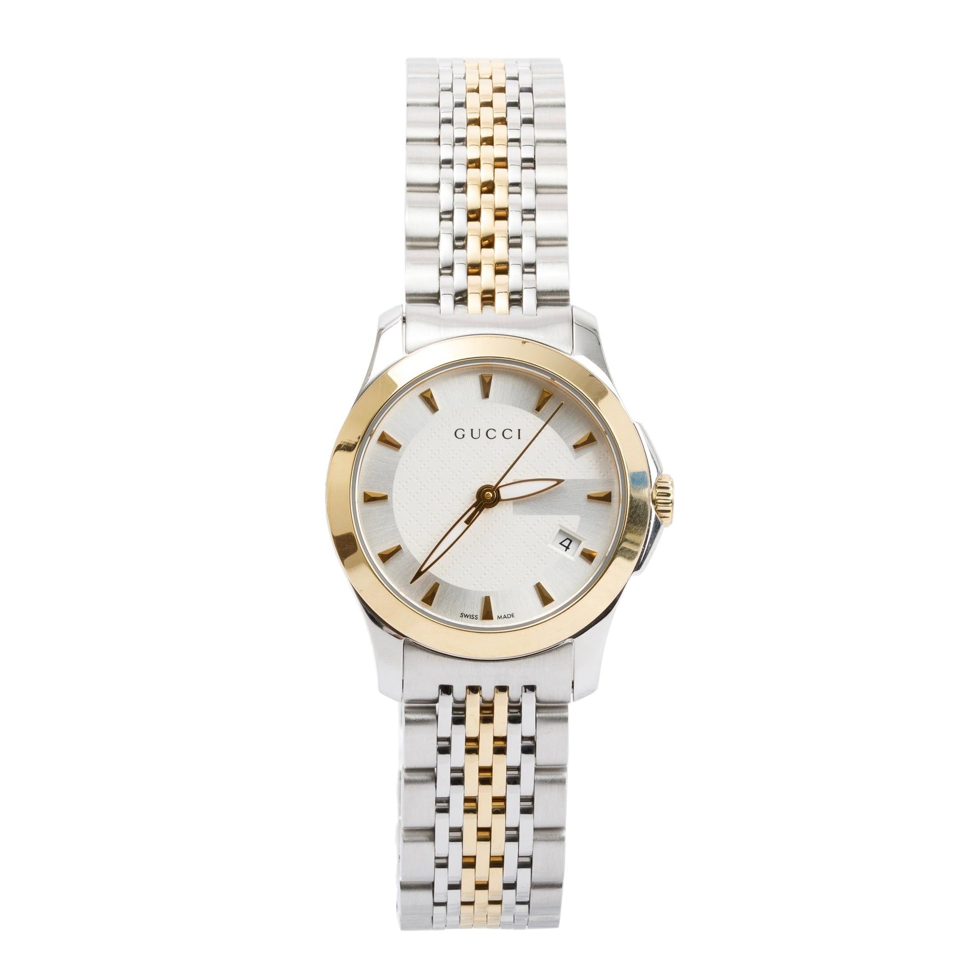 Gucci Stainless Steel & Gold Plated G-Timeless 27 MM Watch w/ Box & Papers