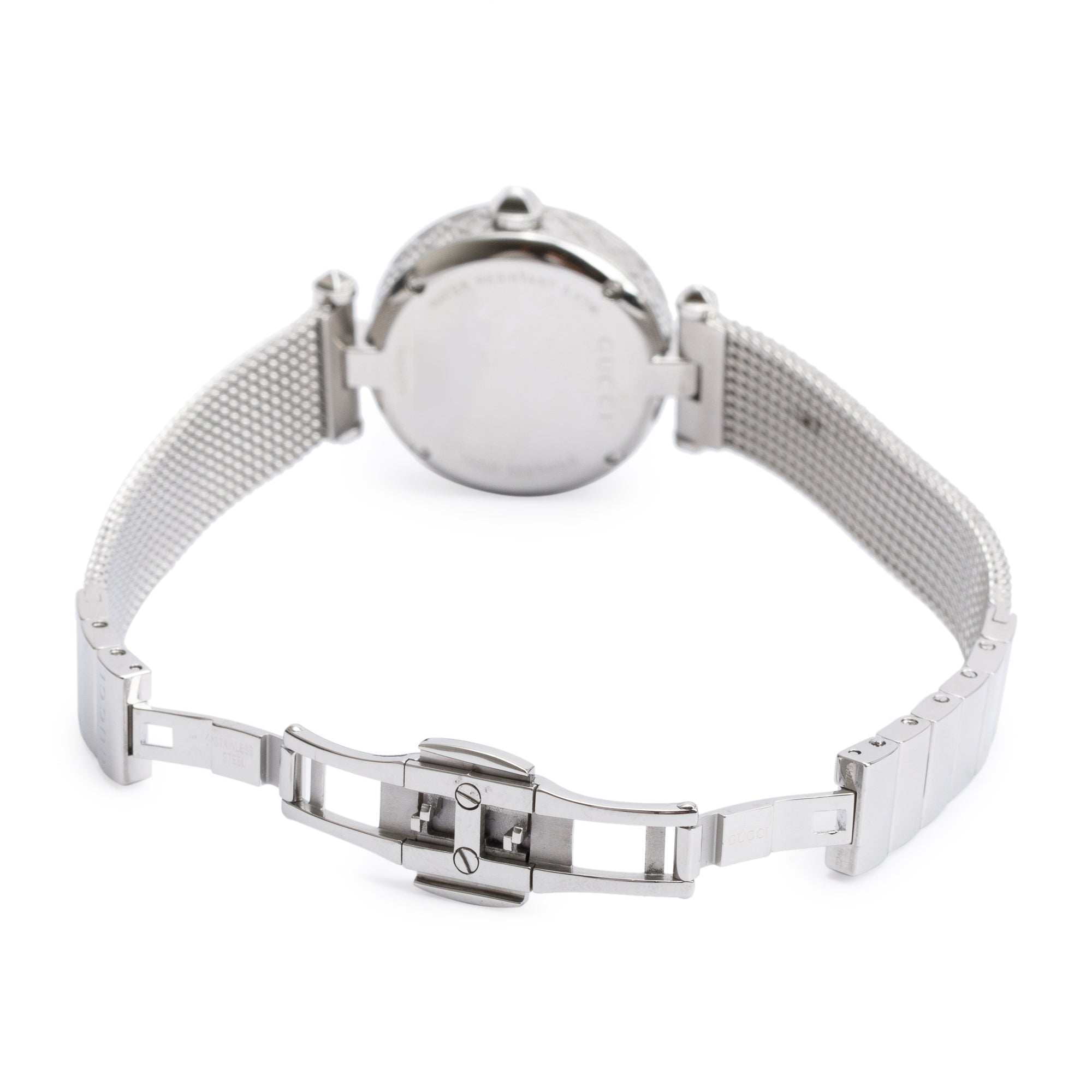 Gucci Stainless Steel Mother of Pearl Dial Diamantissima 27 MM Watch 141.5 w/ Box