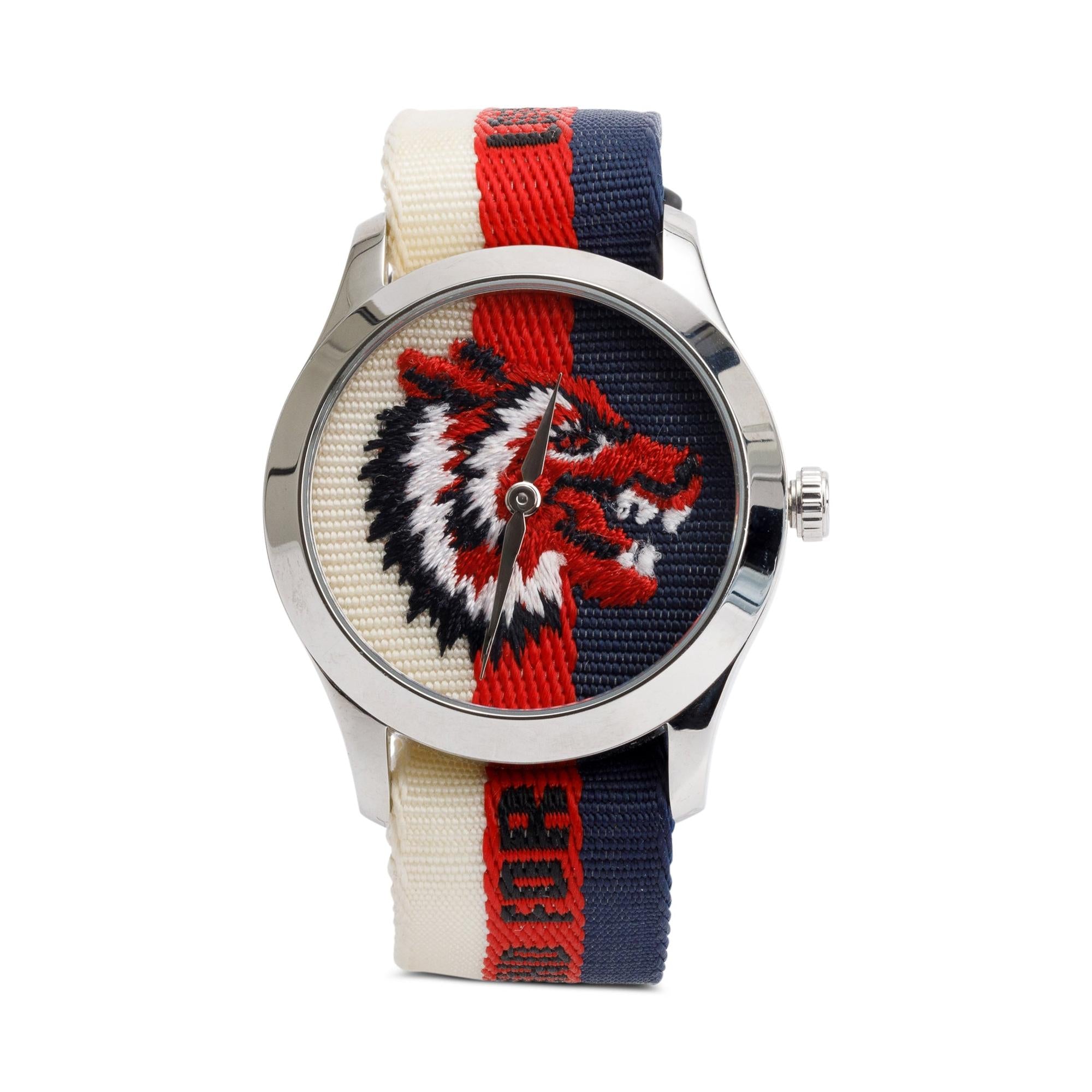 Gucci Stainless Steel Nylon Le Marche Des Merveilles Wolf 38 MM Quartz Watch