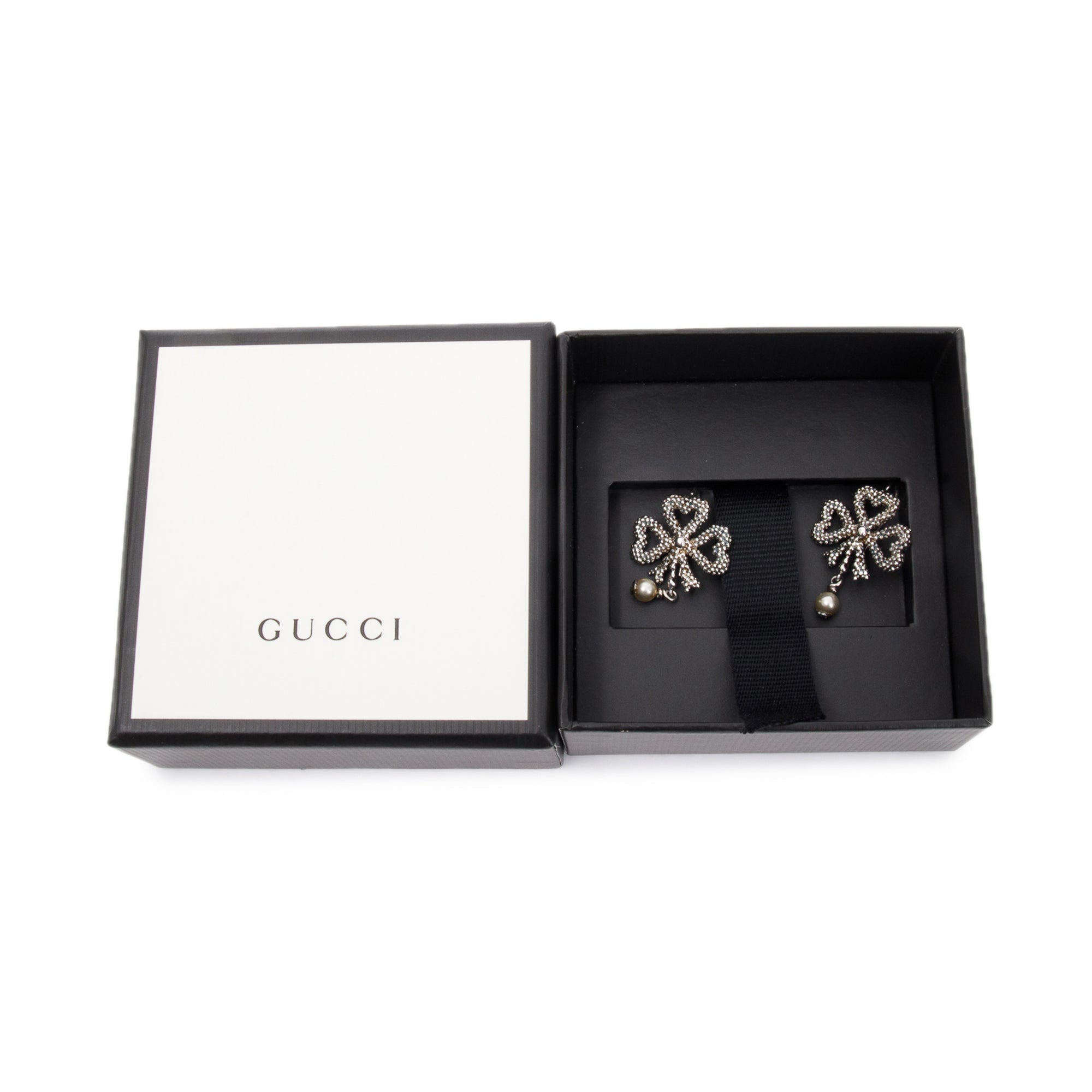 Gucci Sterling Silver Aureco Faux Pearl Drop Earrings w/ Box