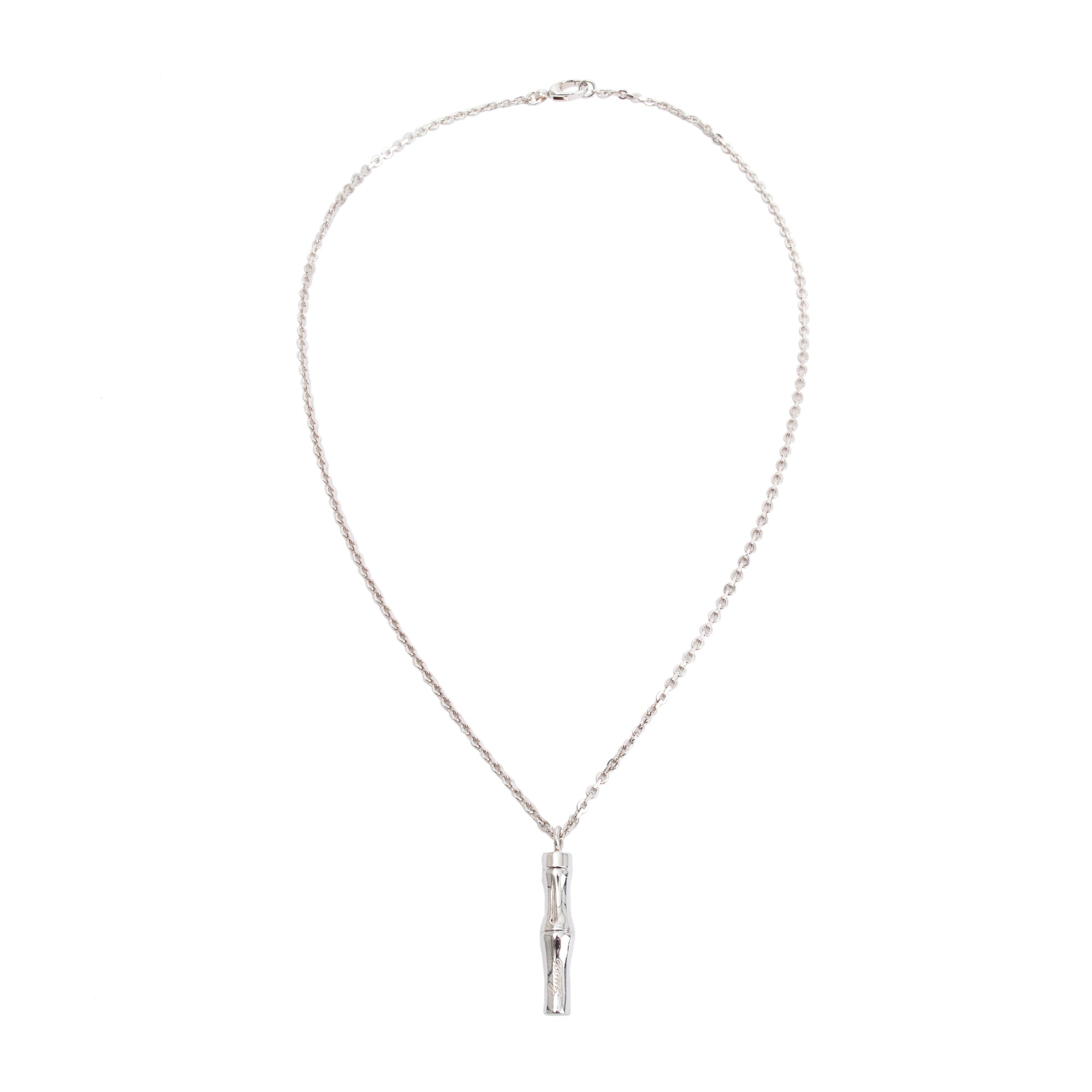 Gucci Sterling Silver Bamboo Pendant Necklace