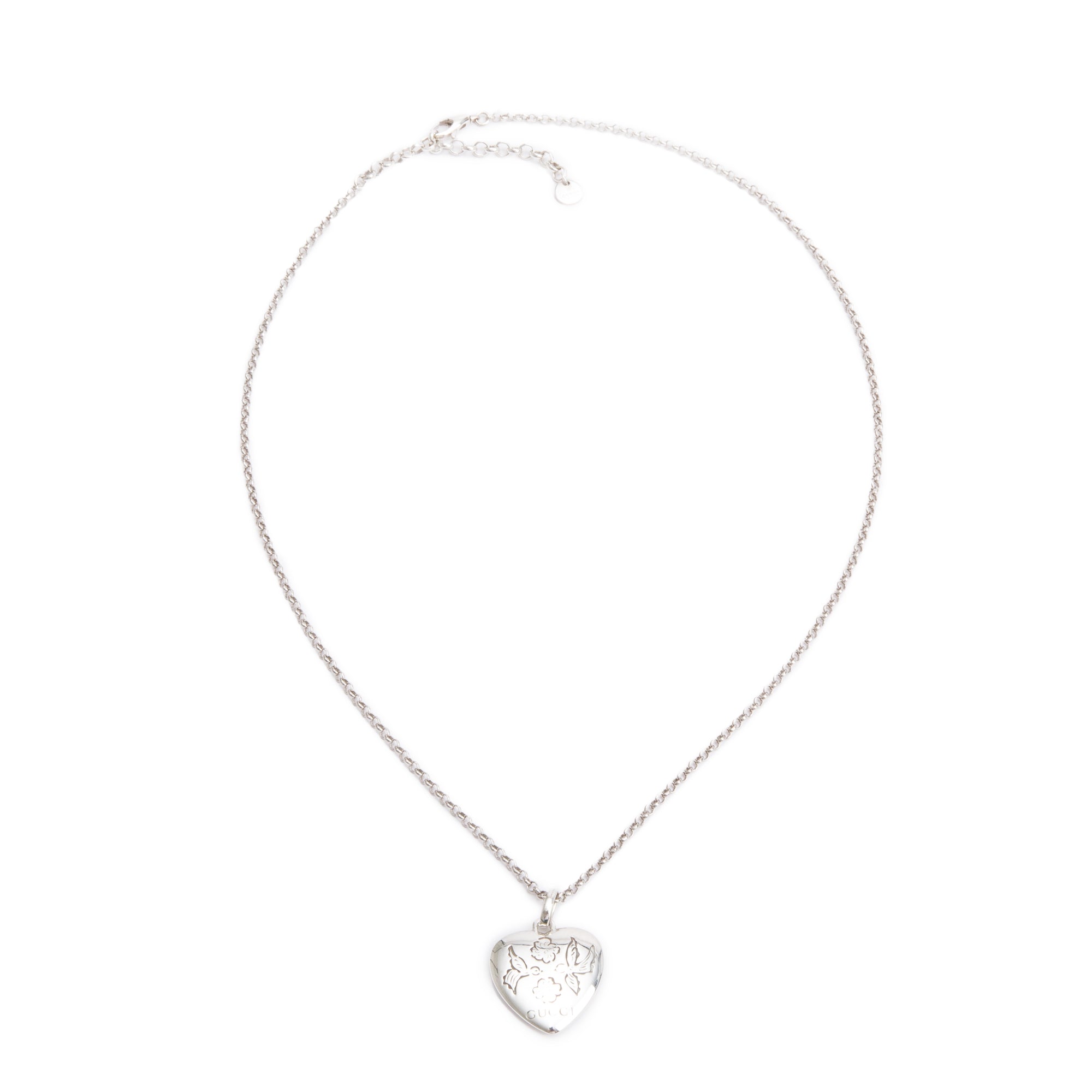 Gucci Sterling Silver Blind for Love Heart Pendant Necklace