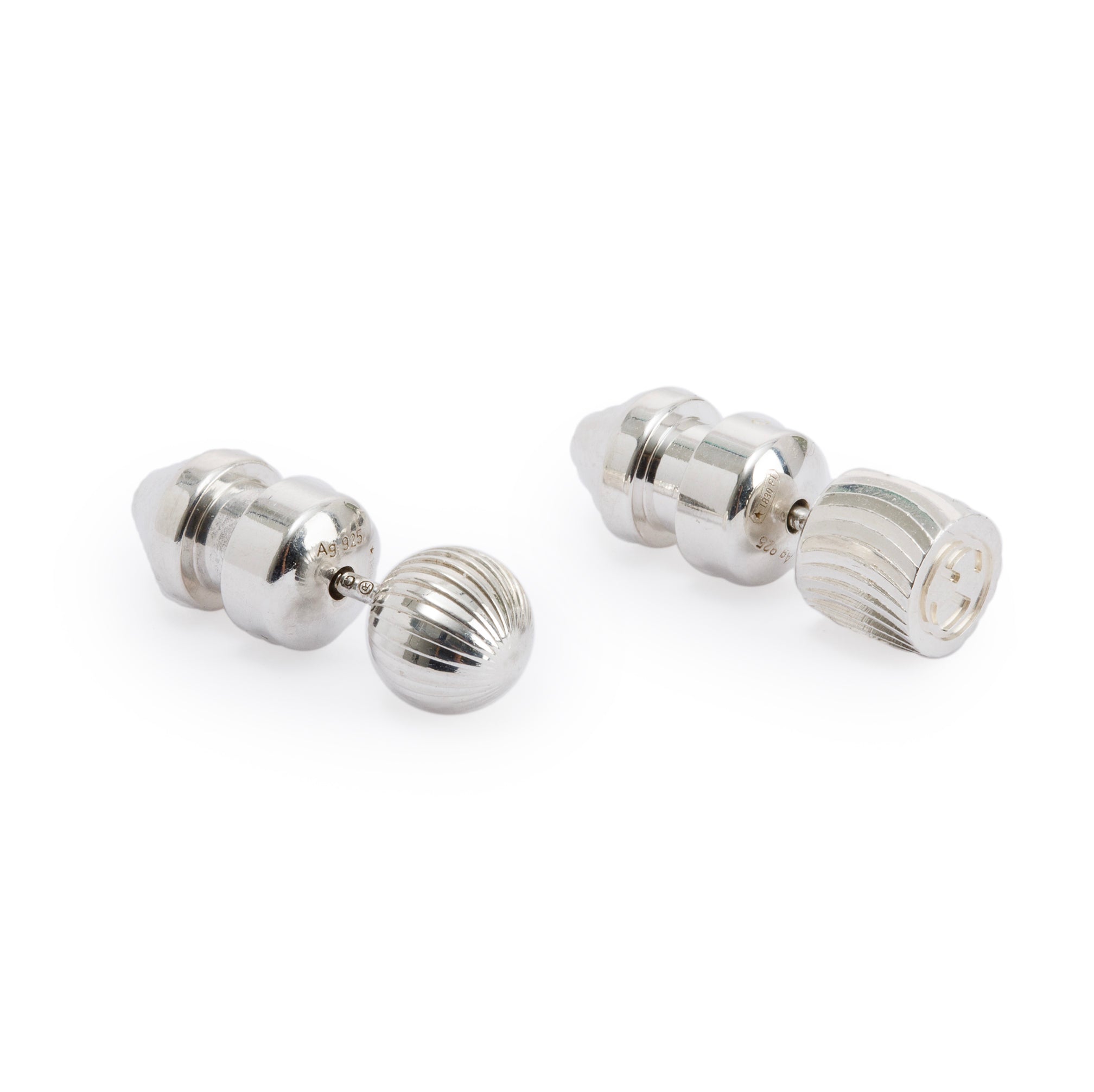 Gucci Sterling Silver Boule Mismatched Stud Earrings w/ Box