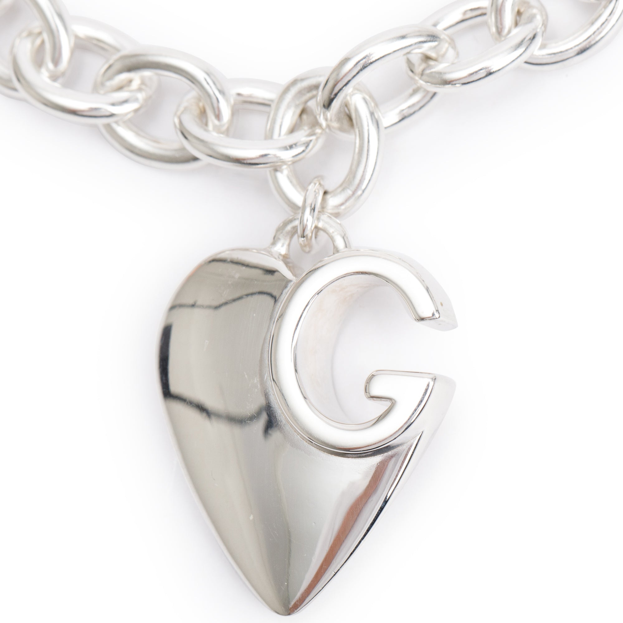Gucci Sterling Silver Charlotte Heart Charm Bracelet w/ Box