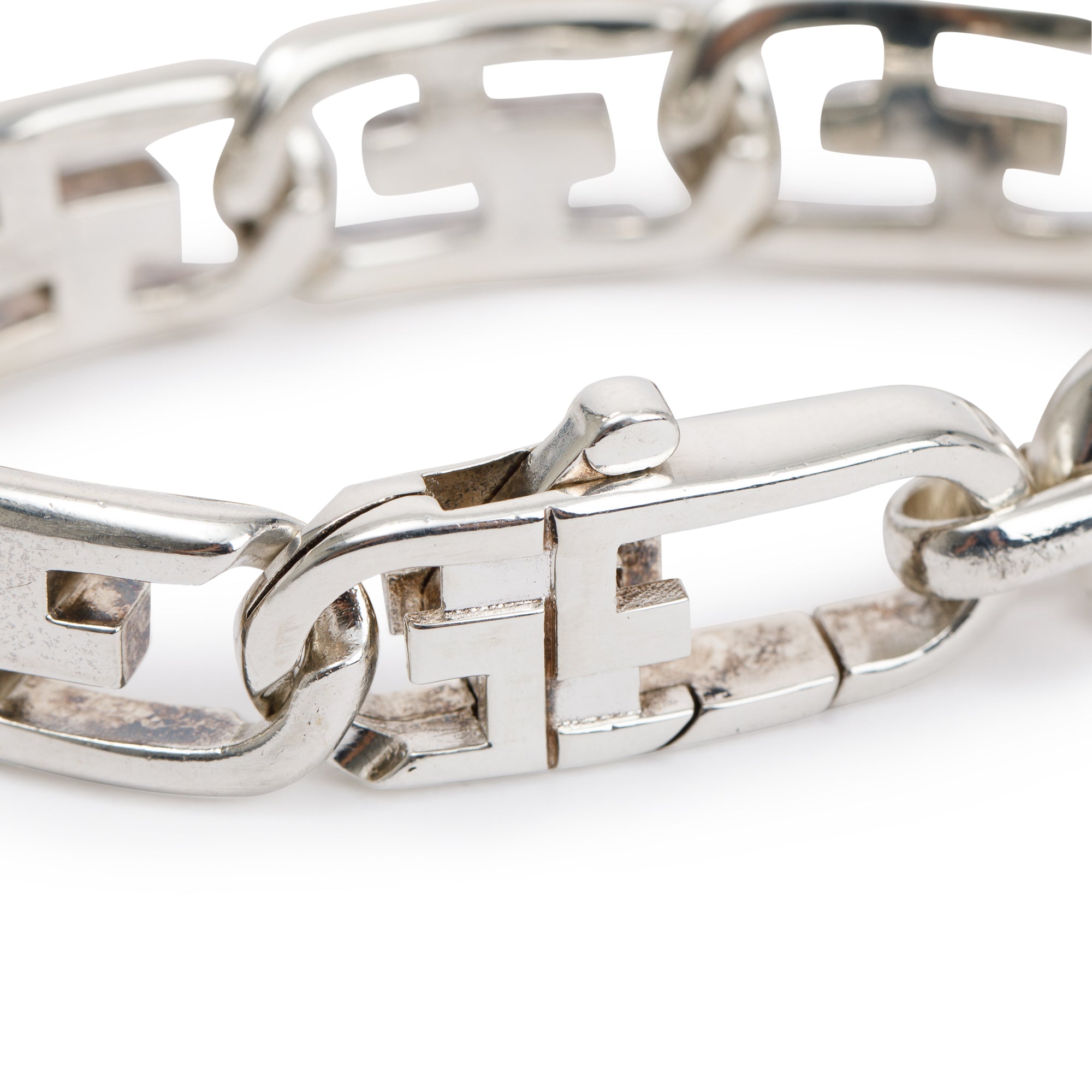 Gucci Sterling Silver Cut Out G Link Bracelet