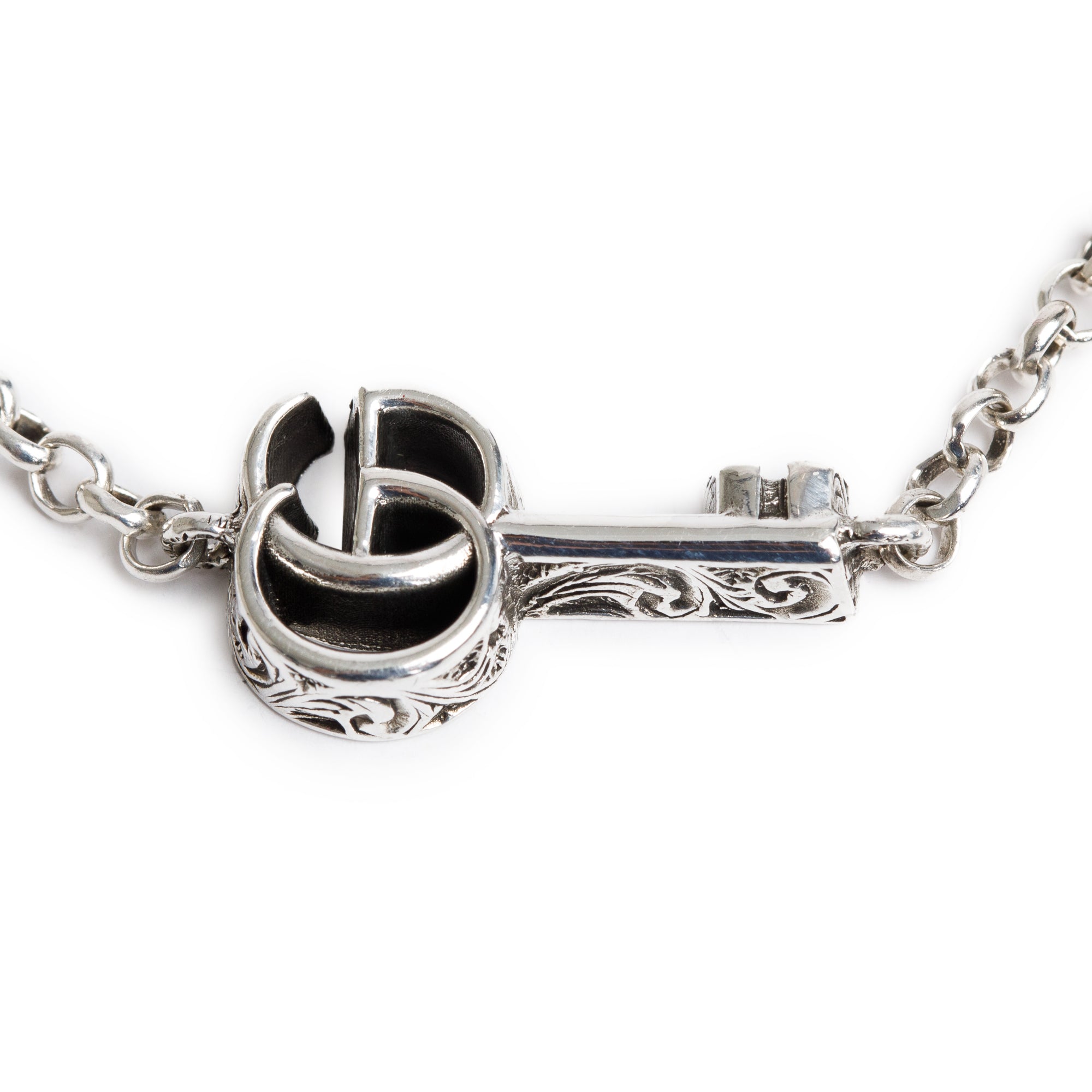 Gucci Sterling Silver Double G Key Bracelet