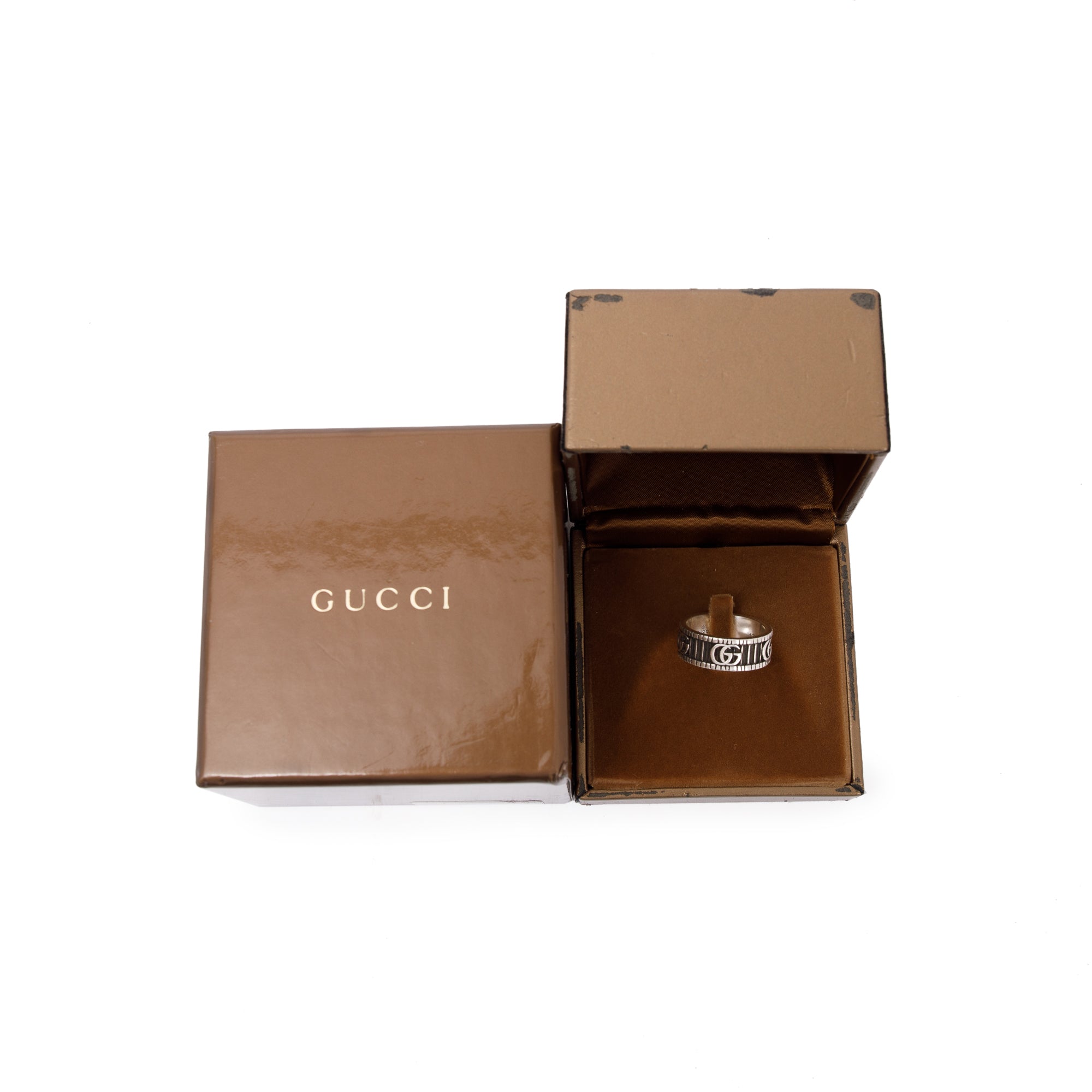 Gucci Sterling Silver Double G Ring w/ Box