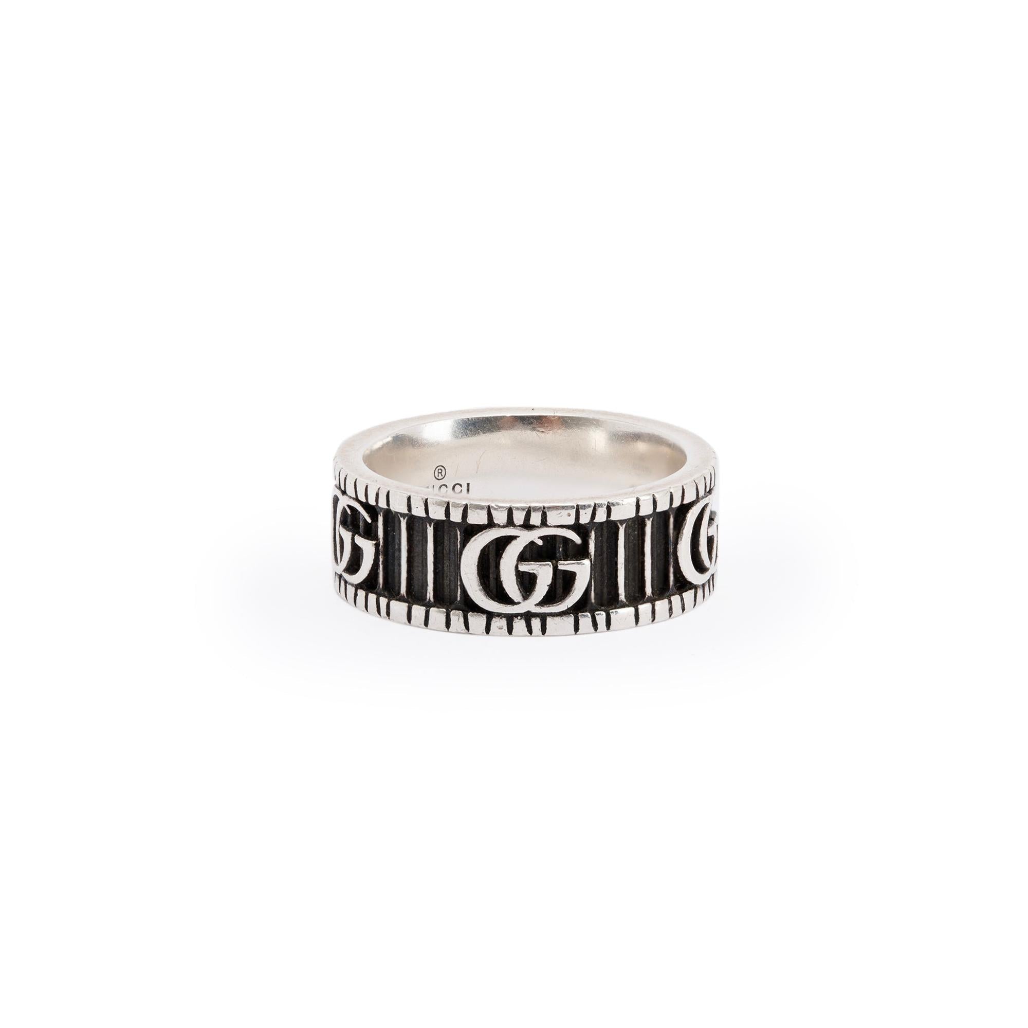 Gucci Sterling Silver Double G Ring w/ Box