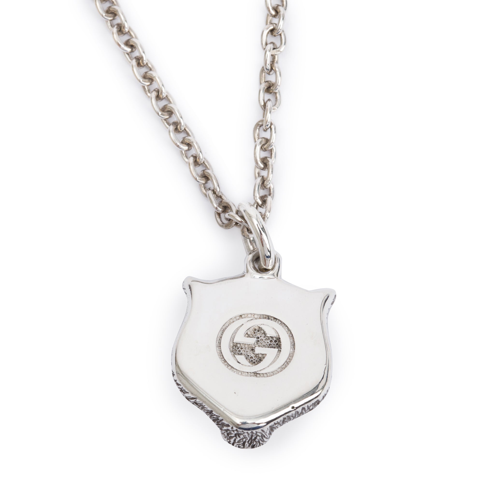 Gucci Sterling Silver Feline Head Pendant Necklace w/ Box