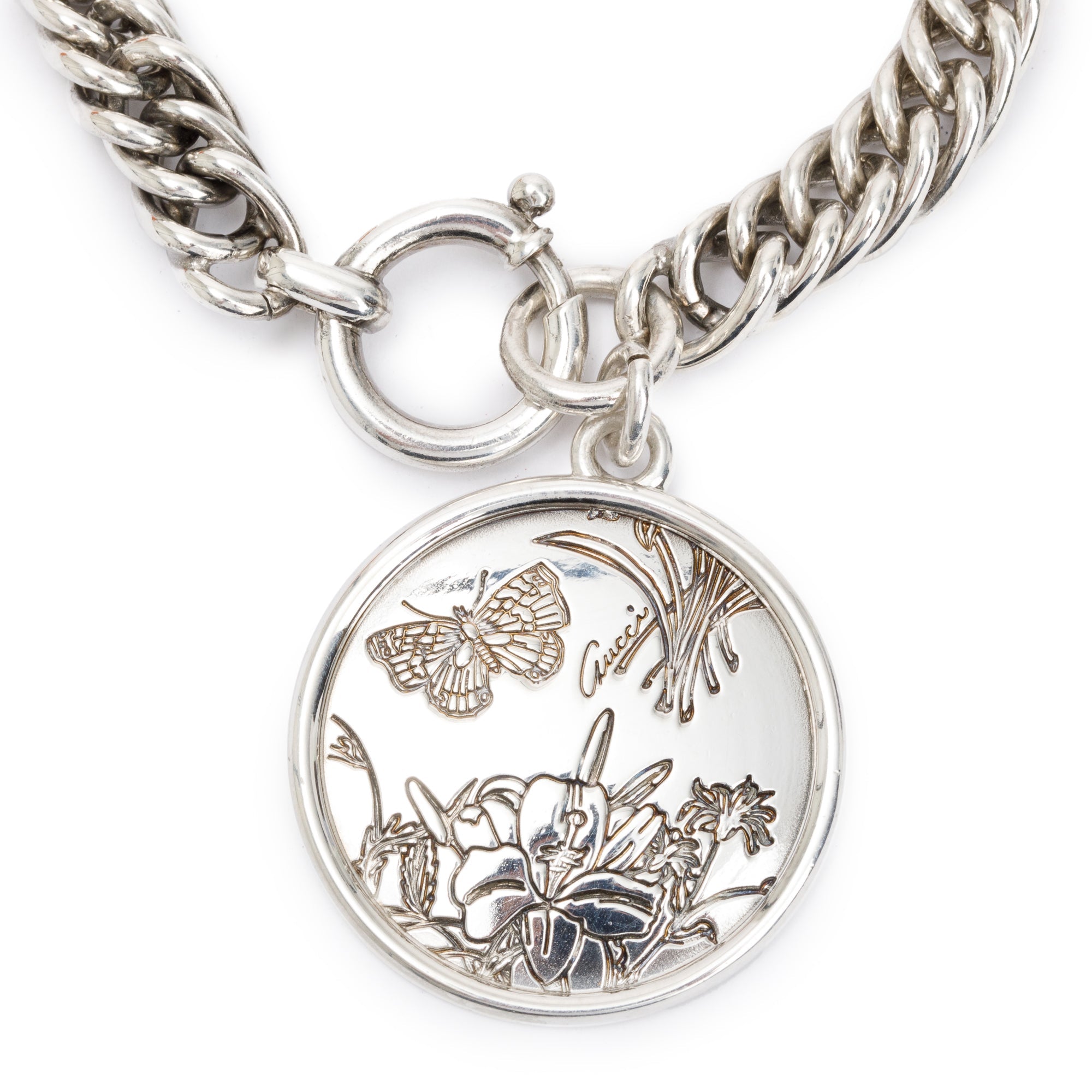 Gucci Sterling Silver Flora Charm Bracelet w/ Box