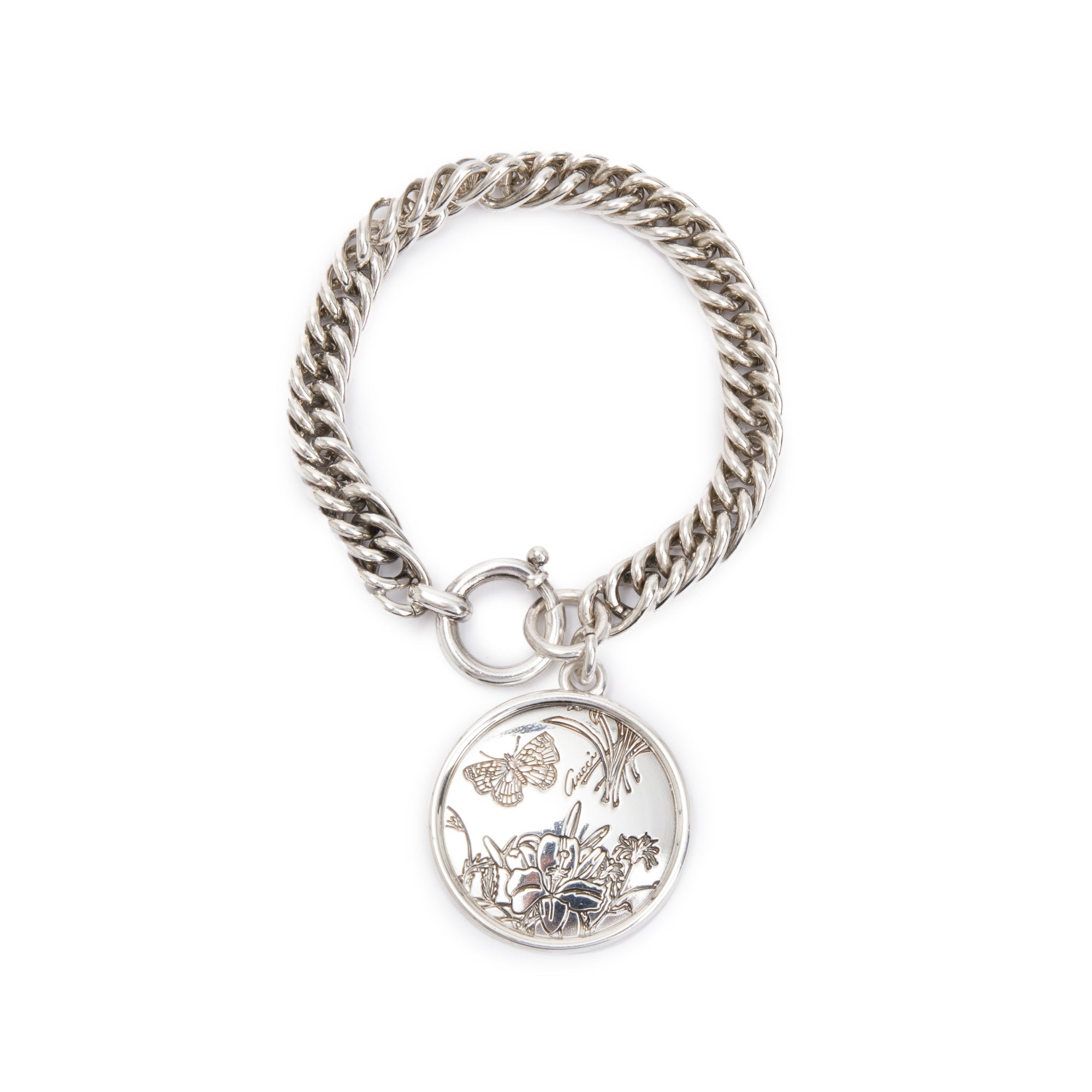 Gucci Sterling Silver Flora Charm Bracelet w/ Box