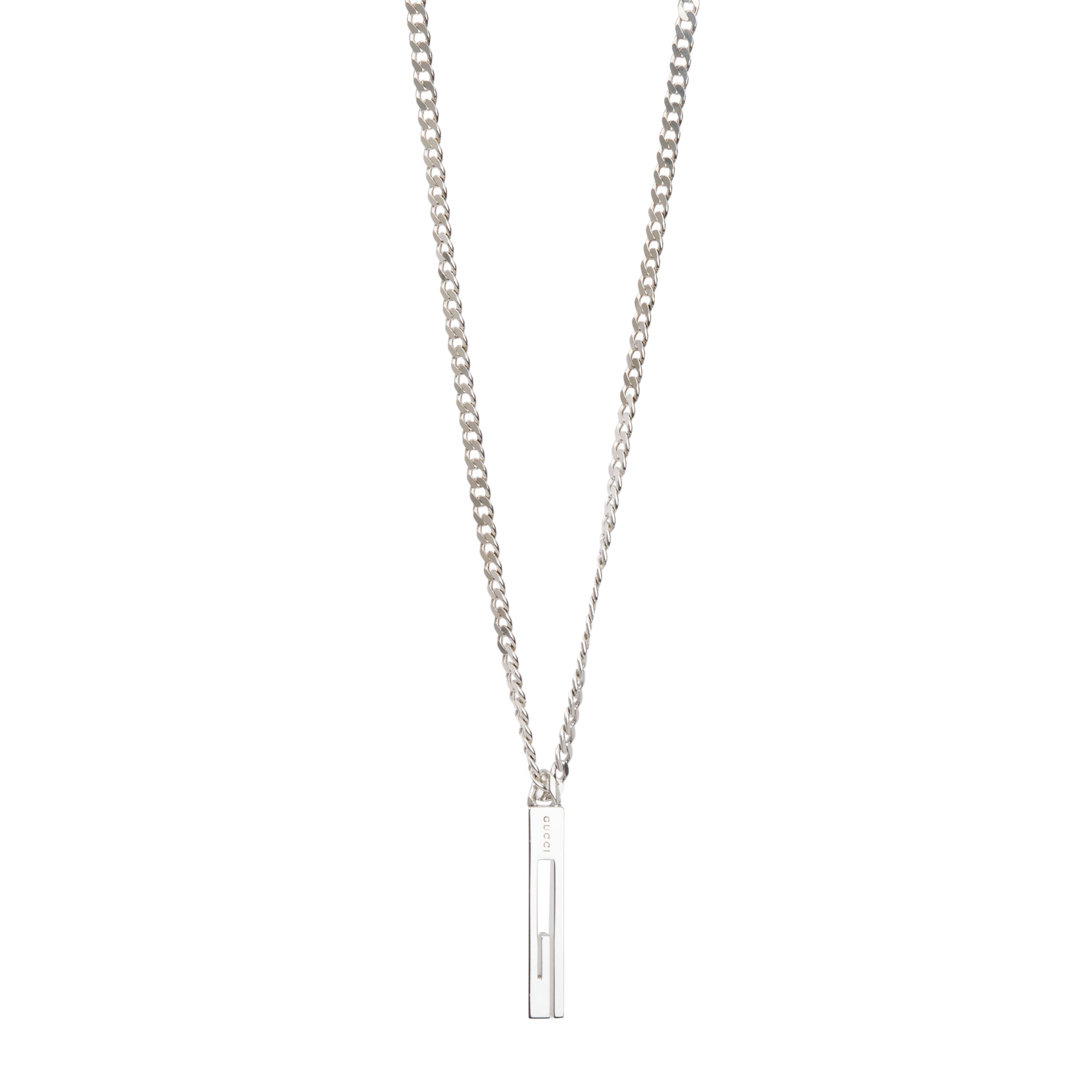 Gucci Sterling Silver G Bar Pendant Necklace