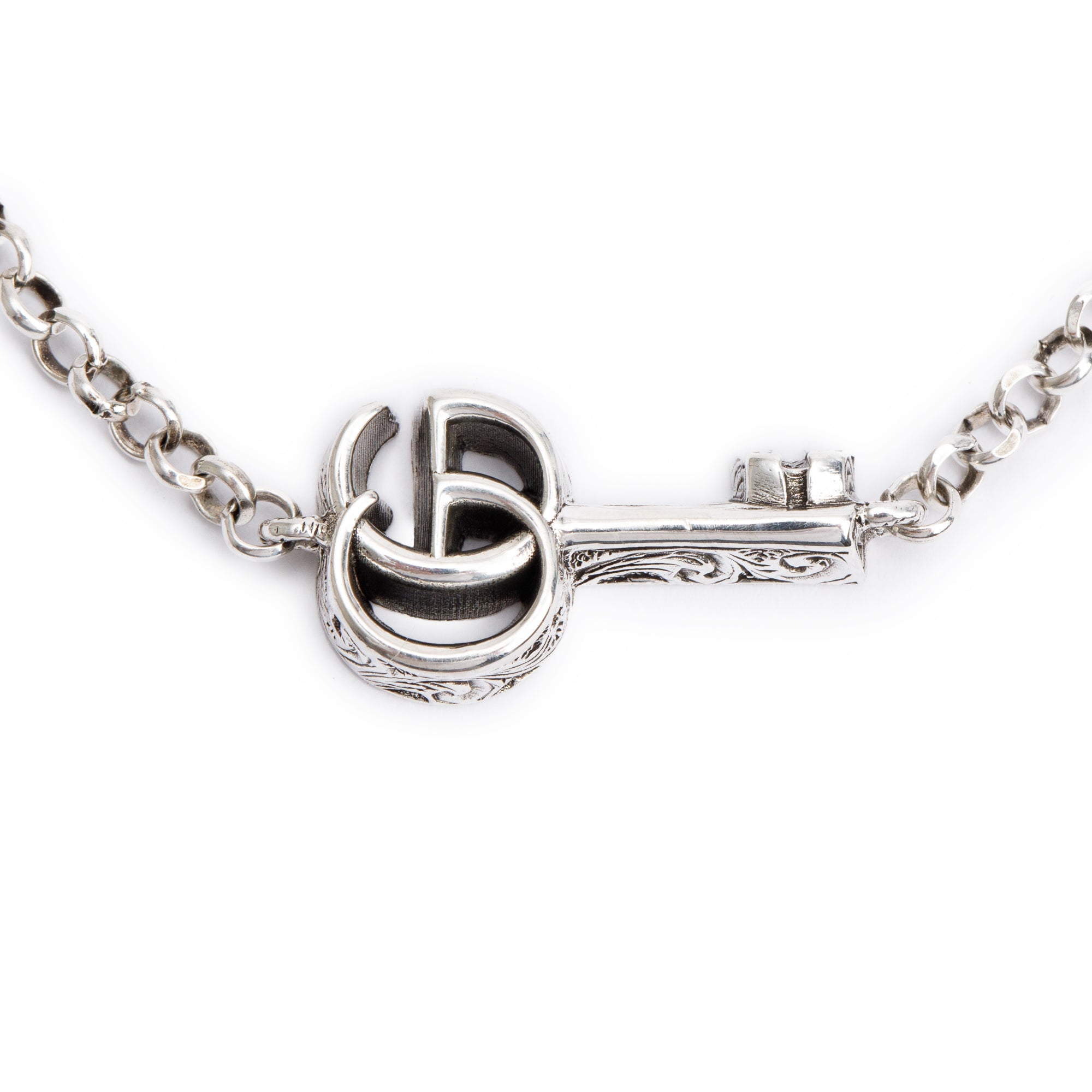 Gucci Sterling Silver GG Marmont Key Charm Bracelet