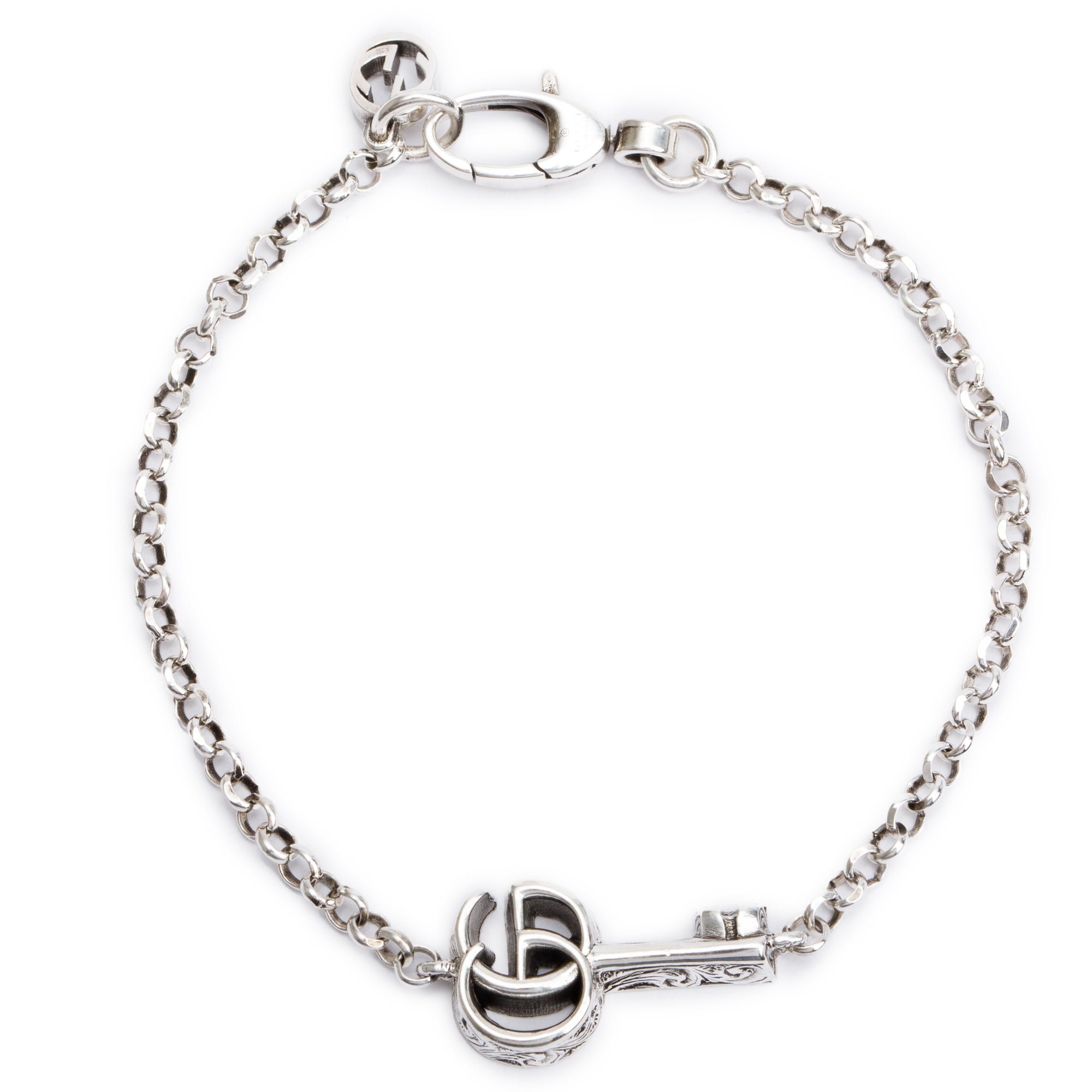 Gucci Sterling Silver GG Marmont Key Charm Bracelet