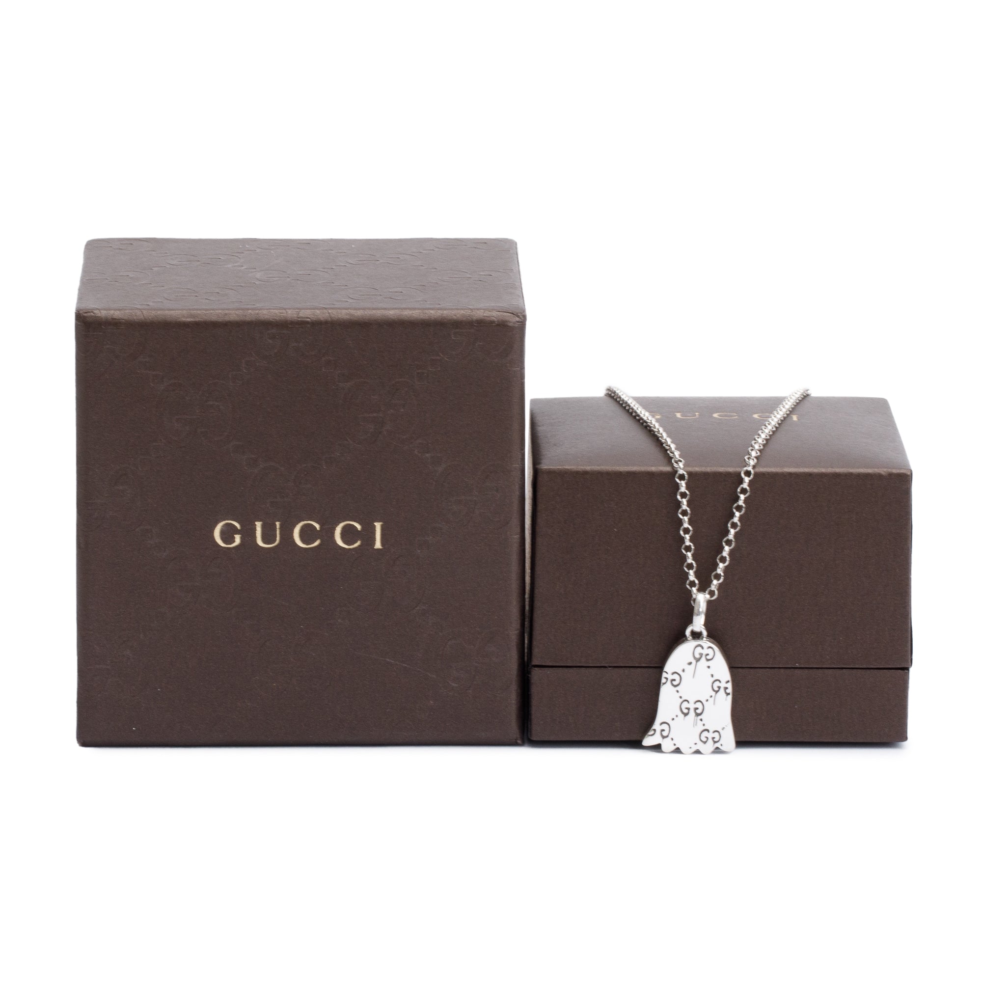 Gucci Sterling Silver Ghost Pendant Necklace