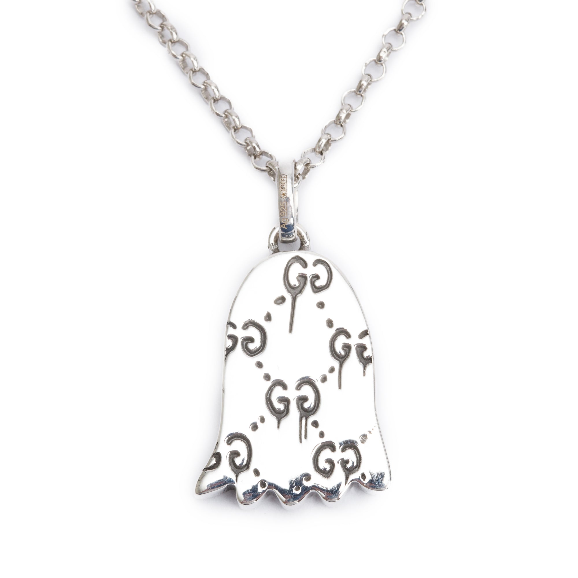 Gucci Sterling Silver Ghost Pendant Necklace