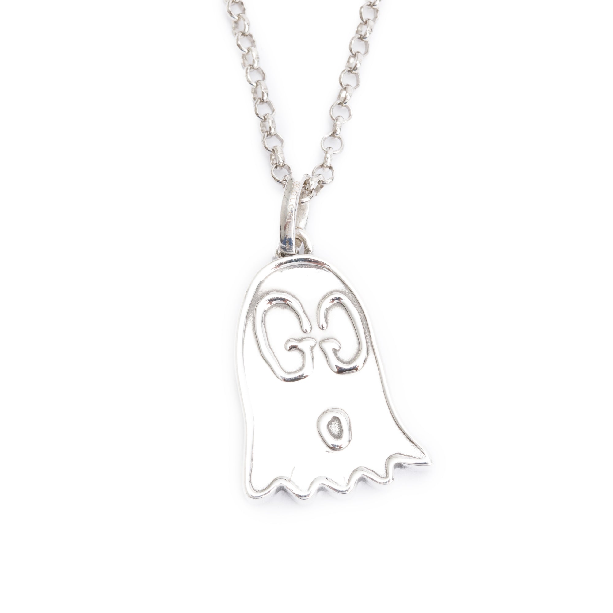 Gucci Sterling Silver Ghost Pendant Necklace