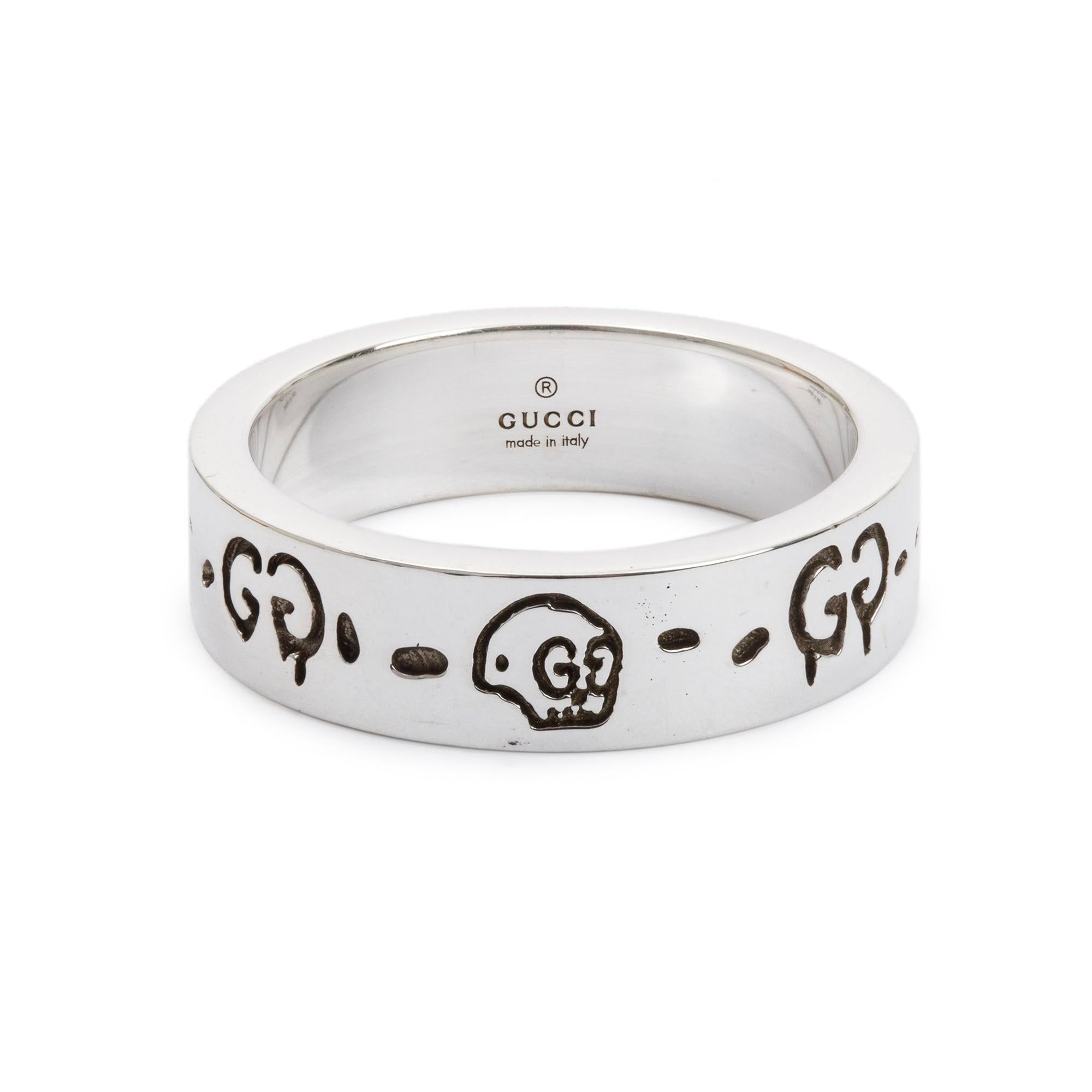 Gucci Sterling Silver Ghost Ring, Size 17 7.75 w/ Box