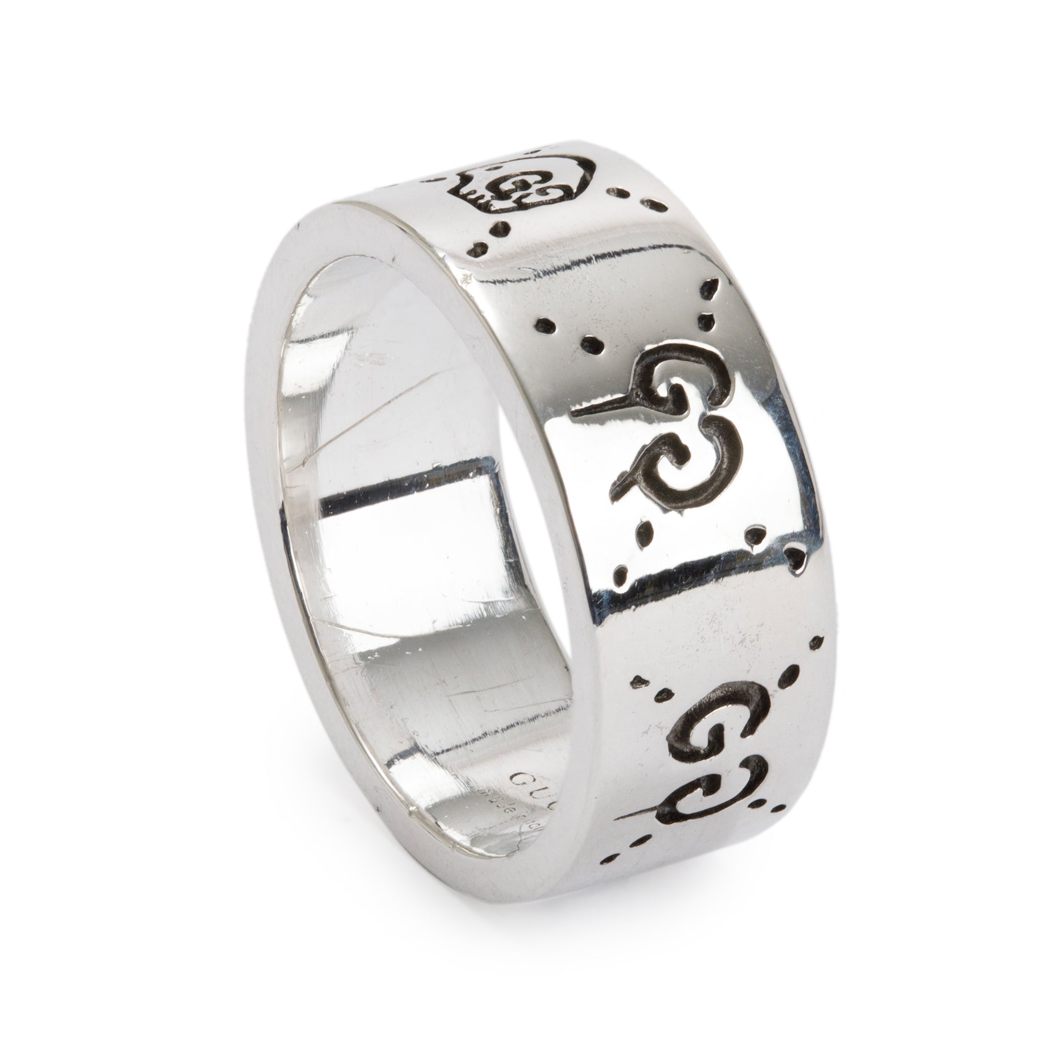 Gucci Sterling Silver Ghost Ring, Size 19 8.75