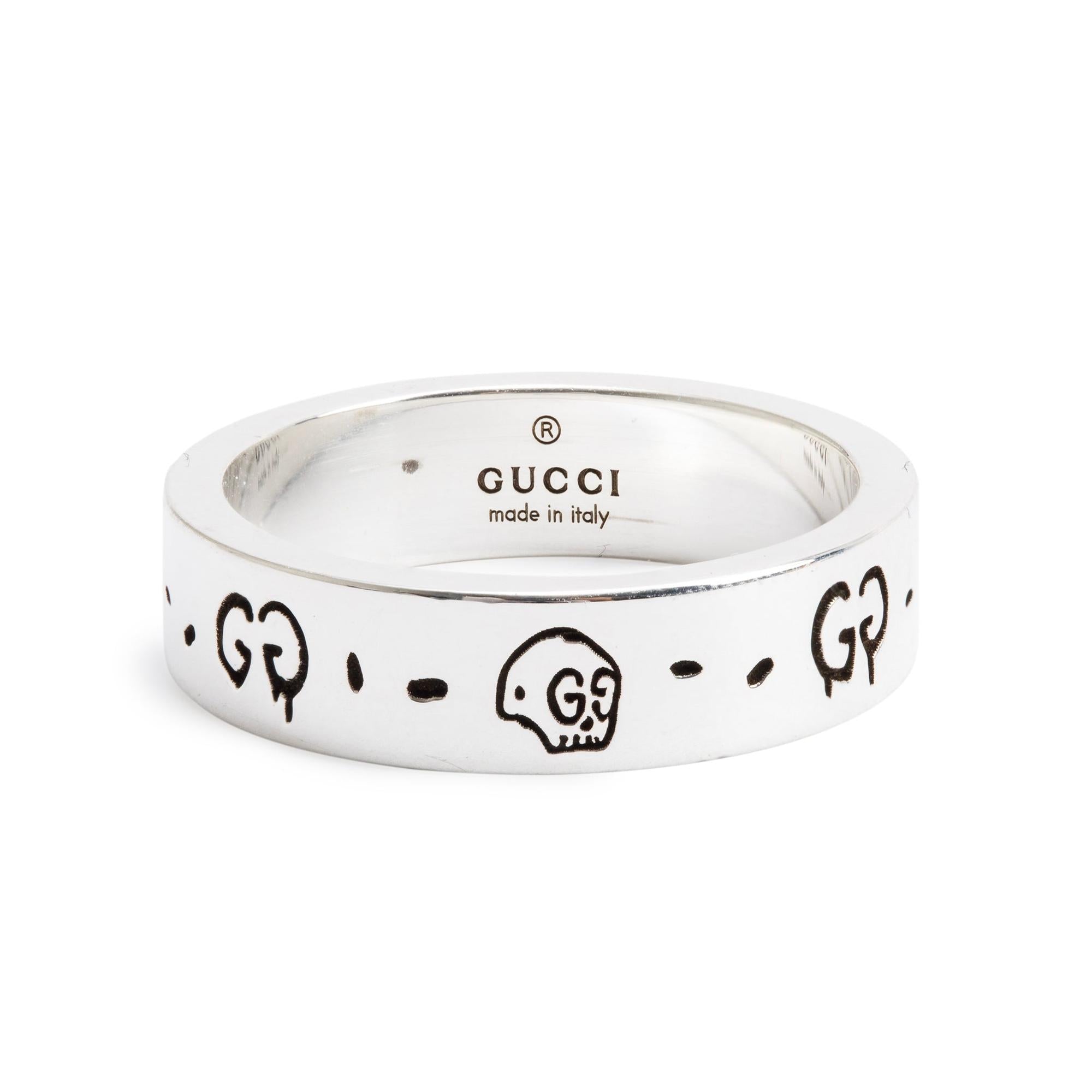 Gucci Sterling Silver Ghost Ring, Size 23 10