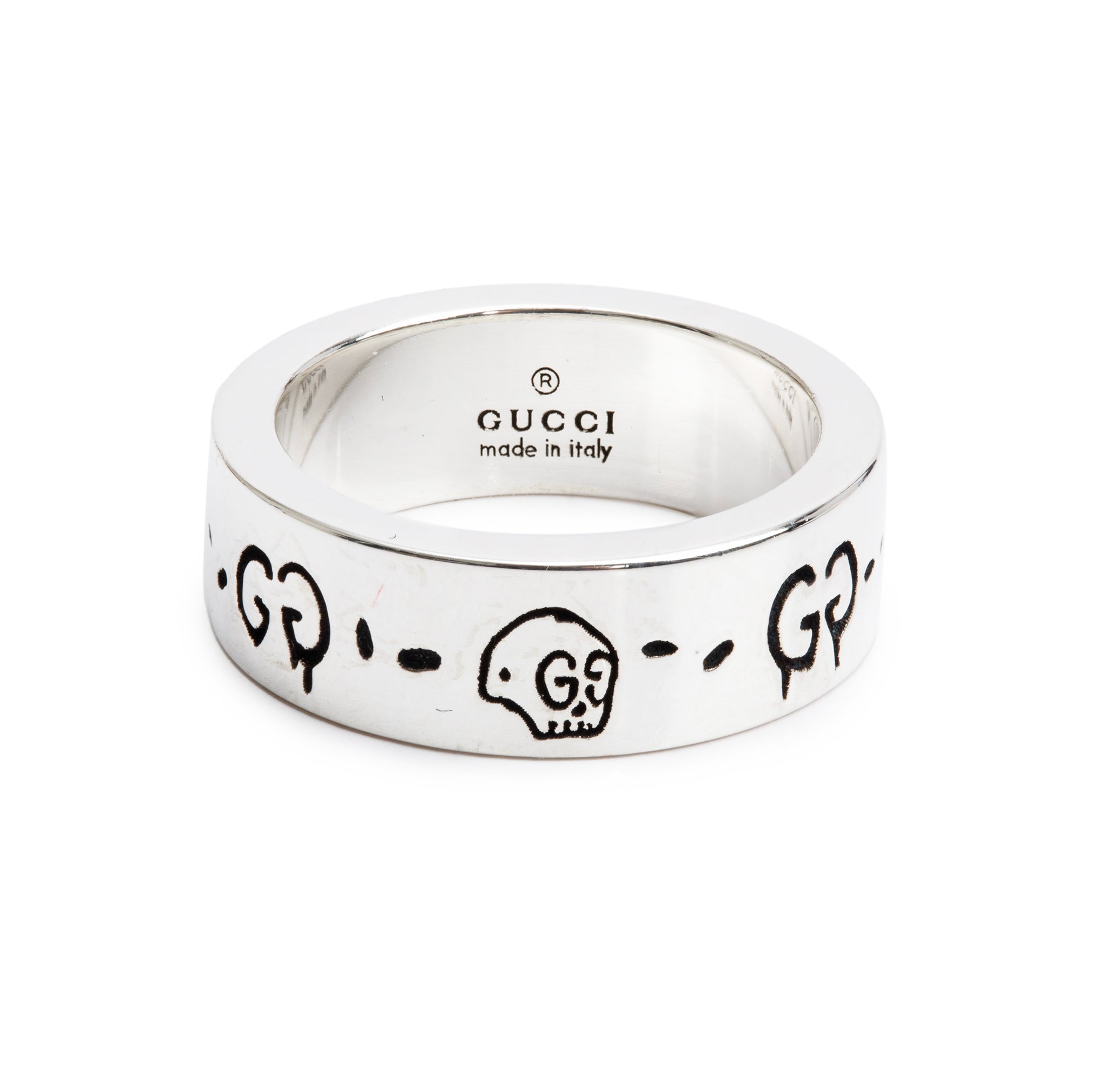 Gucci Sterling Silver Ghost Ring, Size 7 4 w/ Box