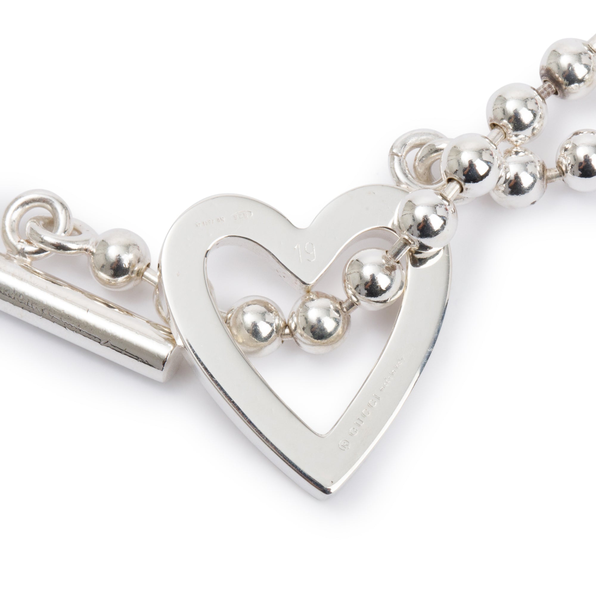 Gucci Sterling Silver Heart Toggle Bracelet