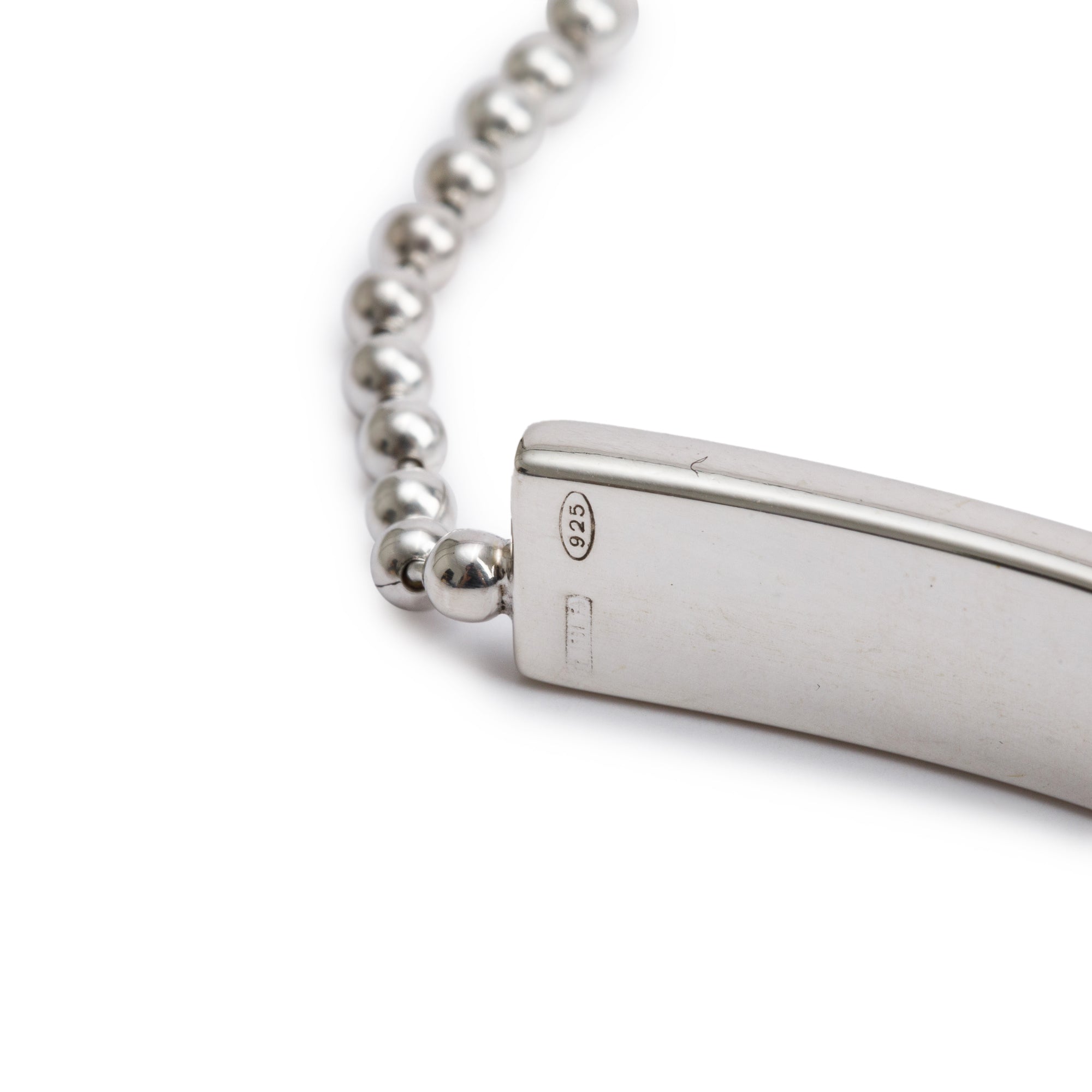 Gucci Sterling Silver ID Tag Bead Bracelet