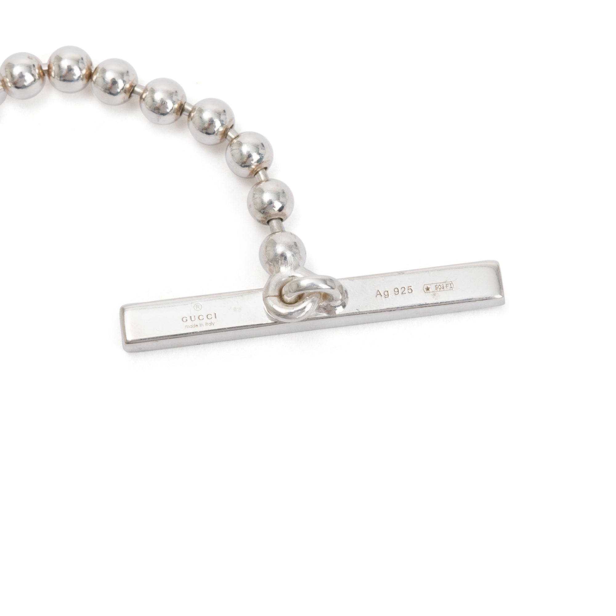 Gucci Sterling Silver Interlocking G Britt Toggle Necklace w/ Box